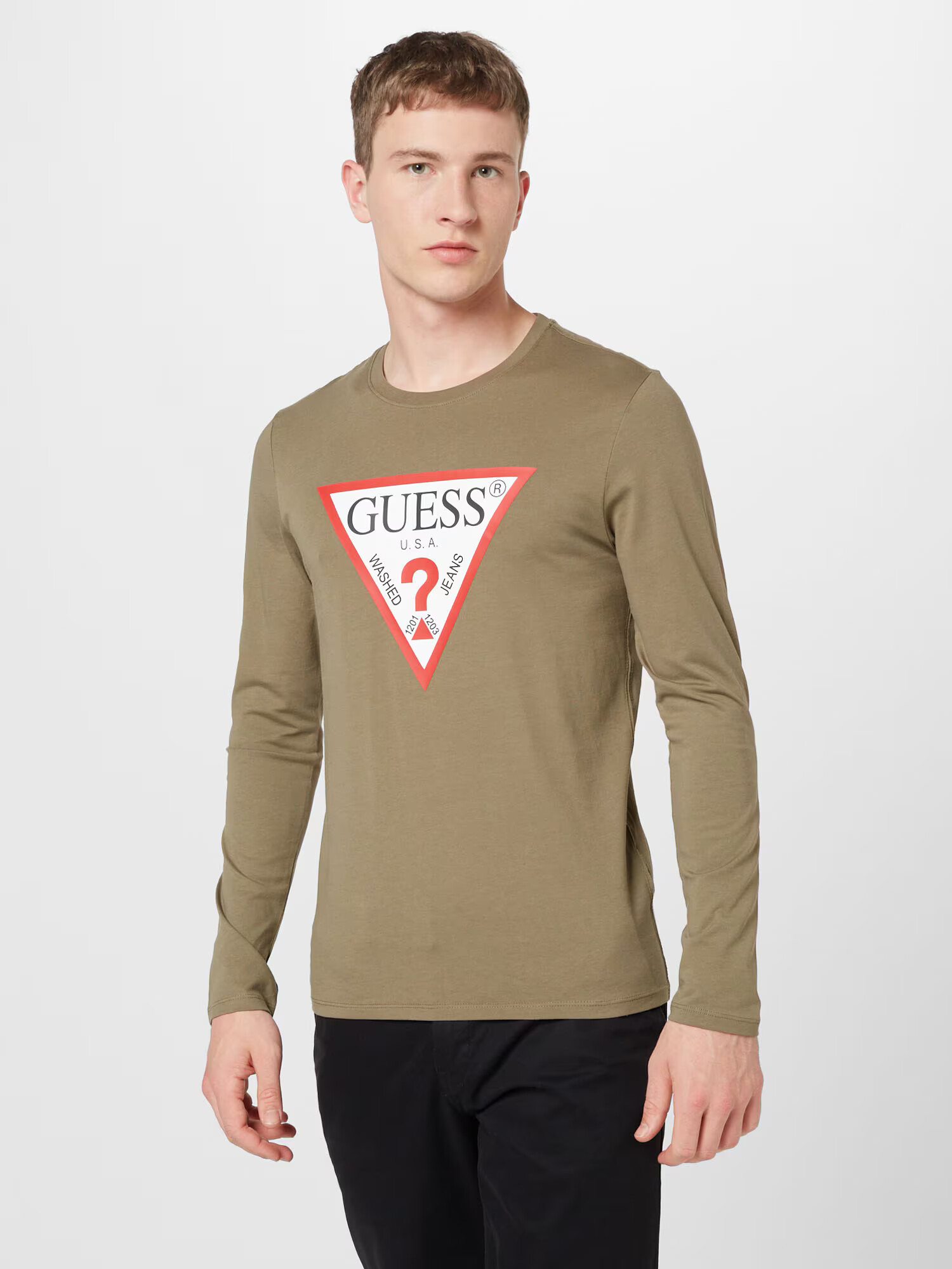 GUESS Tricou brocart / roșu / alb - Pled.ro