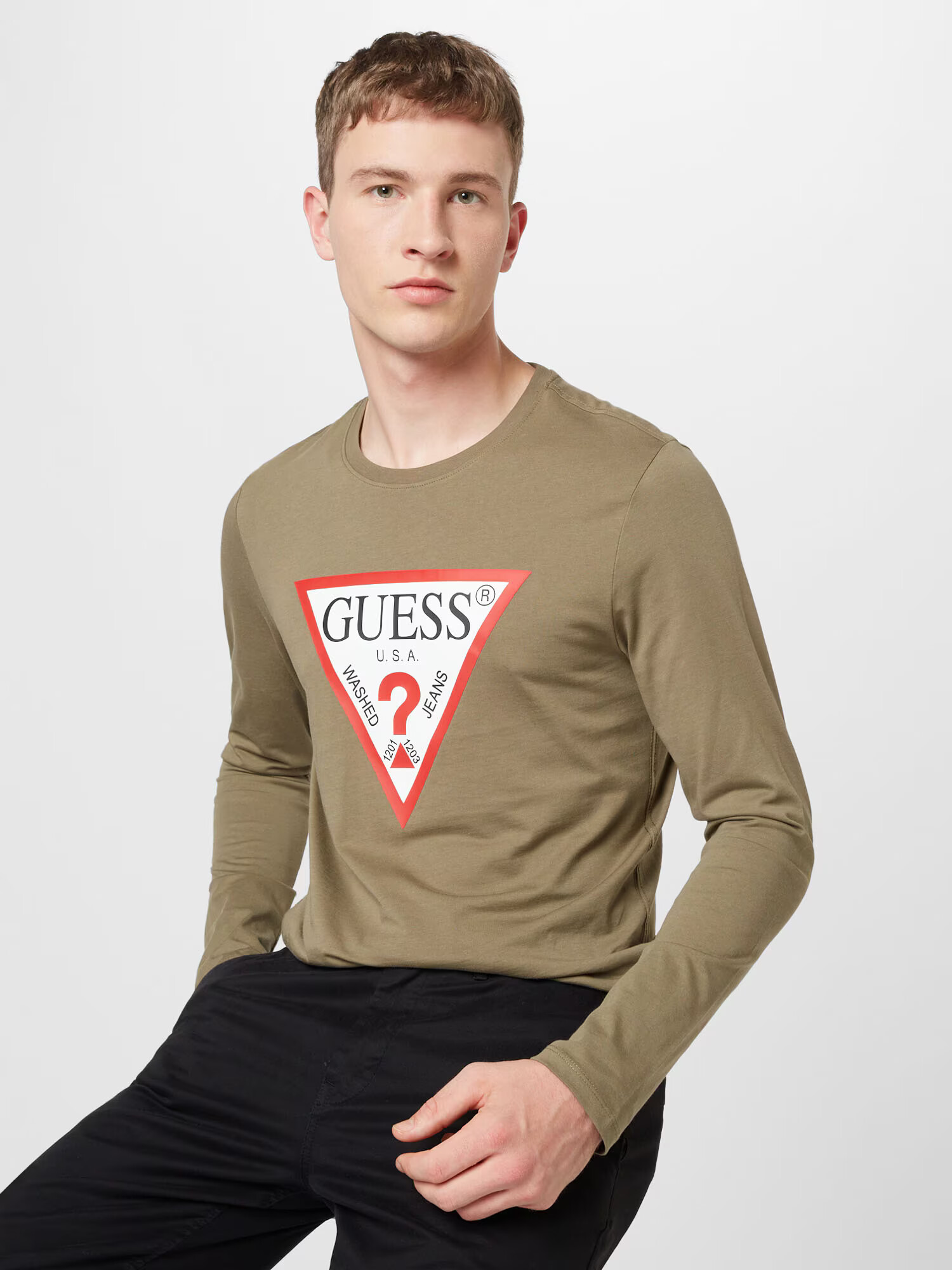 GUESS Tricou brocart / roșu / alb - Pled.ro