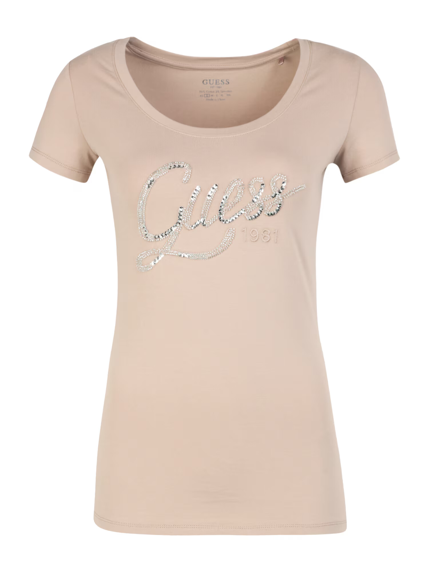 GUESS Tricou 'Bryanna' bej / argintiu - Pled.ro