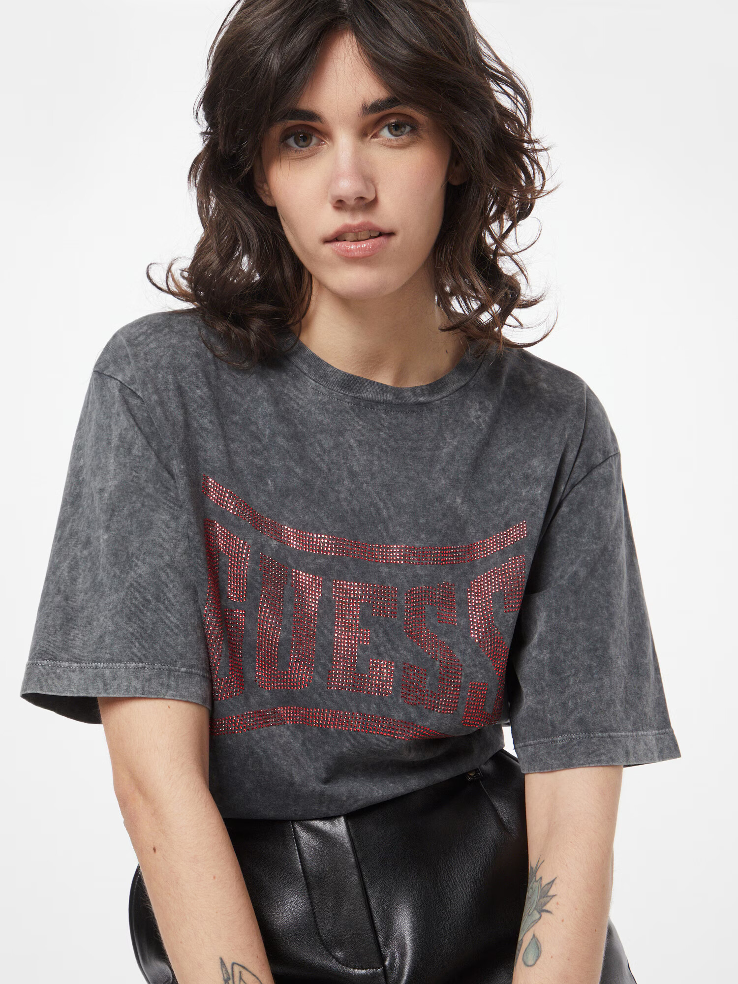 GUESS Tricou 'CELIA' roşu închis / negru - Pled.ro