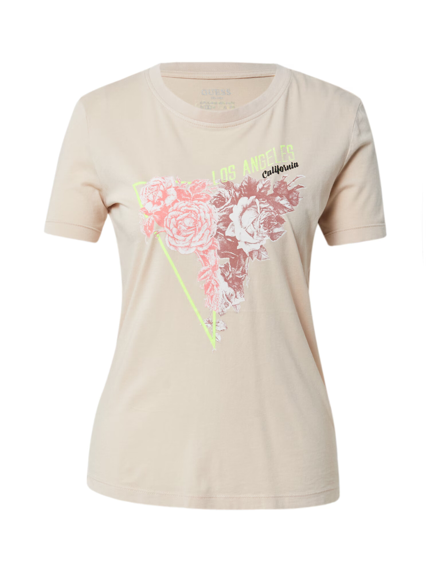 GUESS Tricou 'COSTELIA' galben deschis / gri taupe / portocaliu piersică / alb - Pled.ro