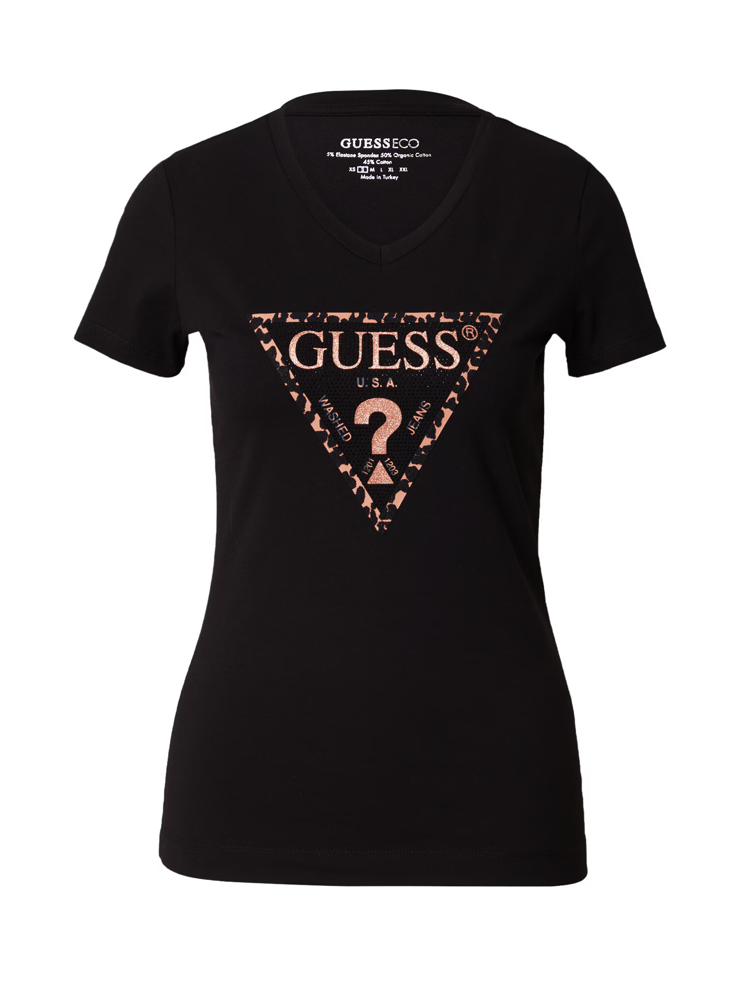 GUESS Tricou crem / negru - Pled.ro