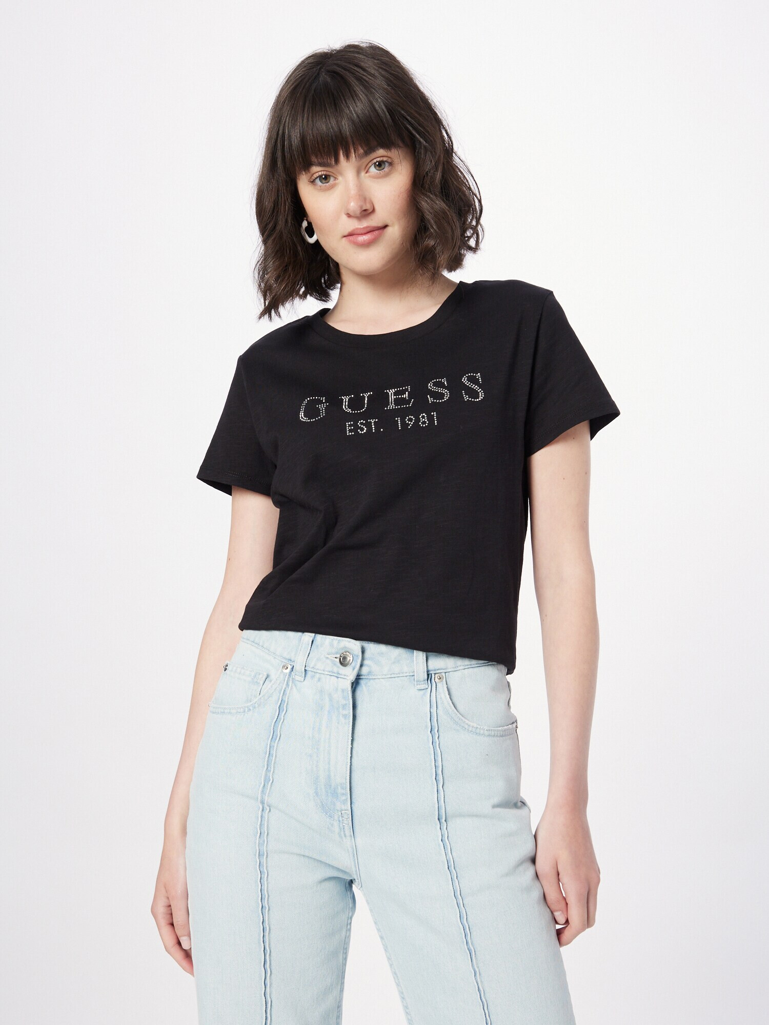 GUESS Tricou 'CRYSTAL EASY' negru - Pled.ro