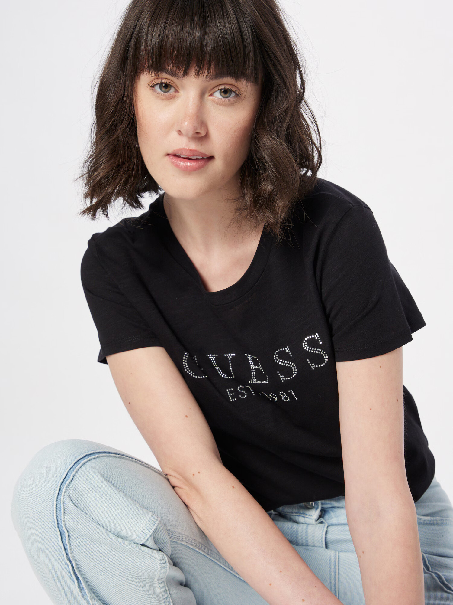 GUESS Tricou 'CRYSTAL EASY' negru - Pled.ro