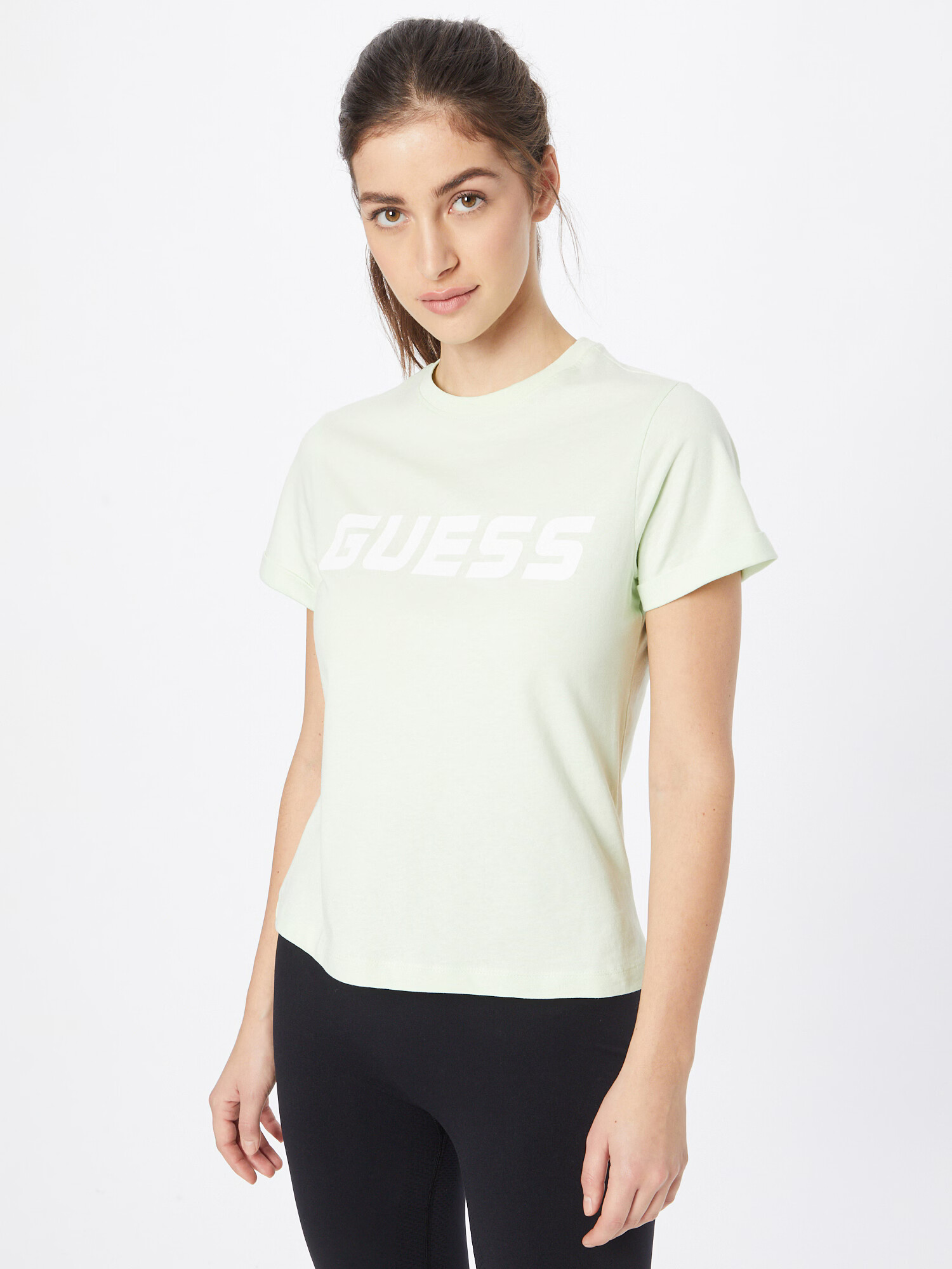 GUESS Tricou 'Esther' verde pastel / alb - Pled.ro