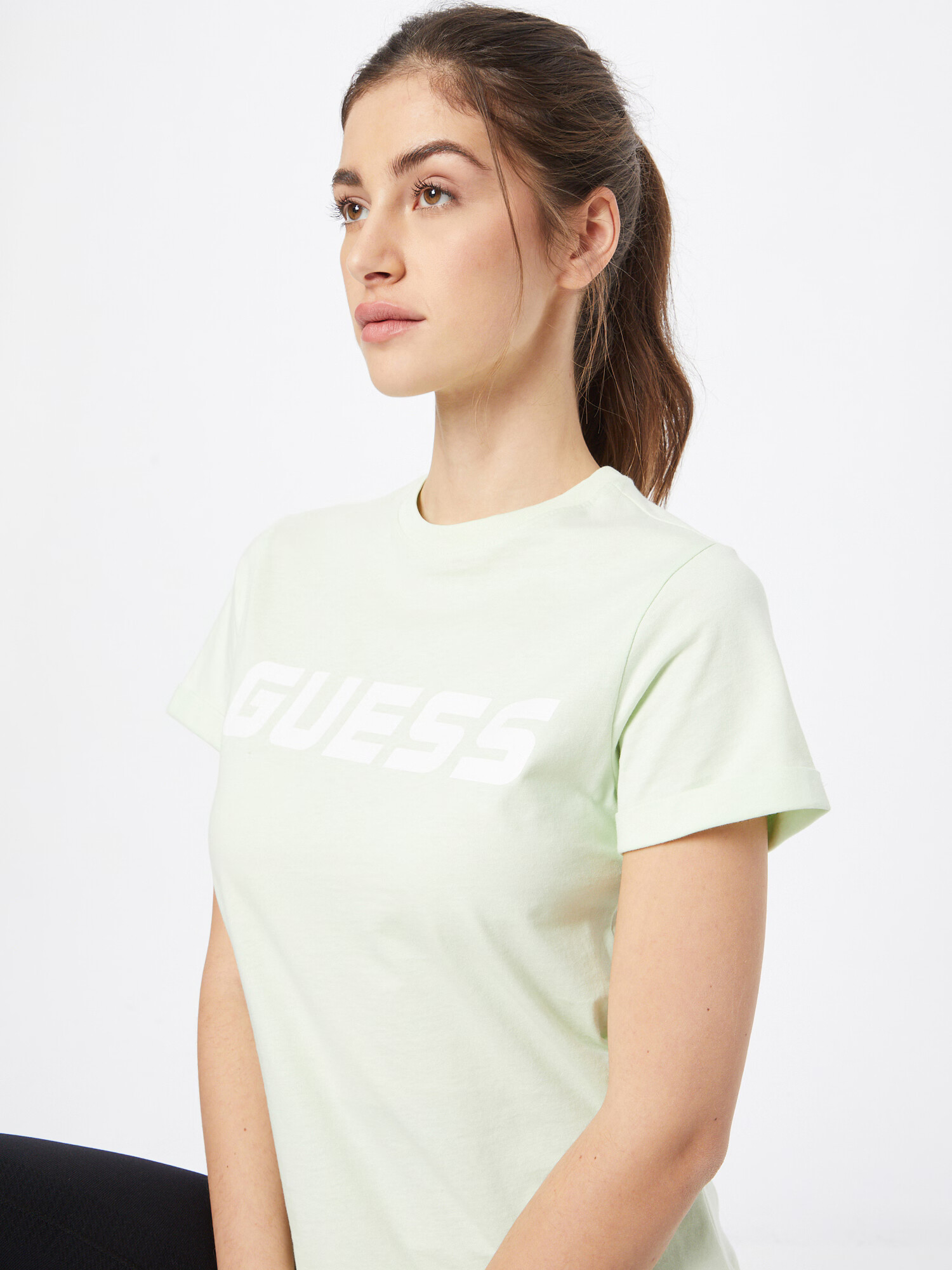 GUESS Tricou 'Esther' verde pastel / alb - Pled.ro