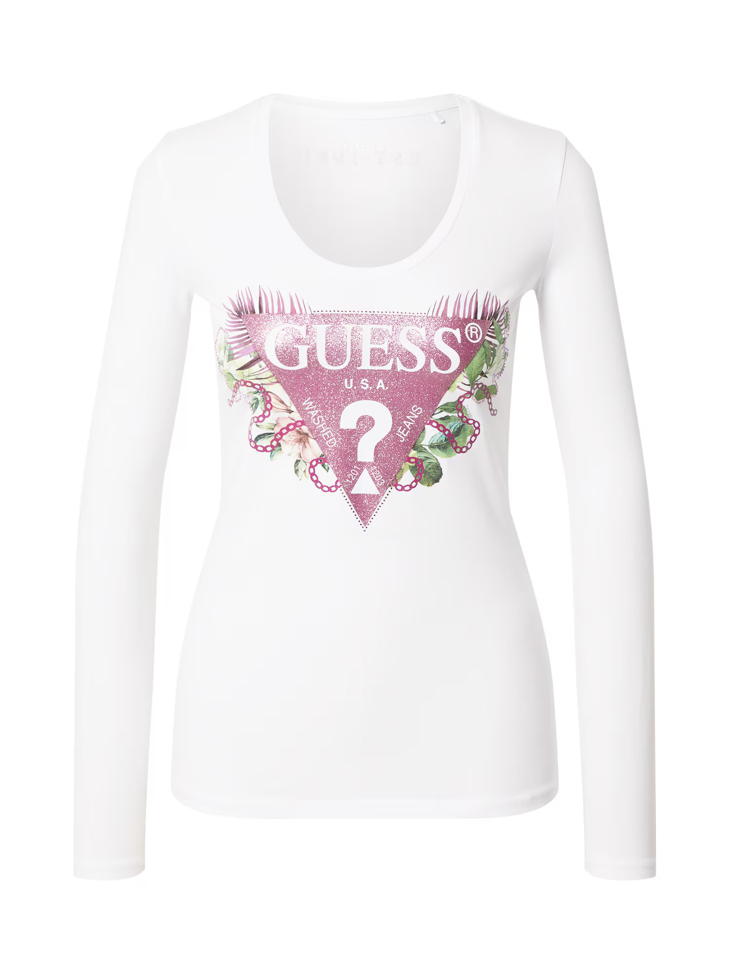 GUESS Tricou 'FLORIA' verde / verde deschis / roz / alb - Pled.ro