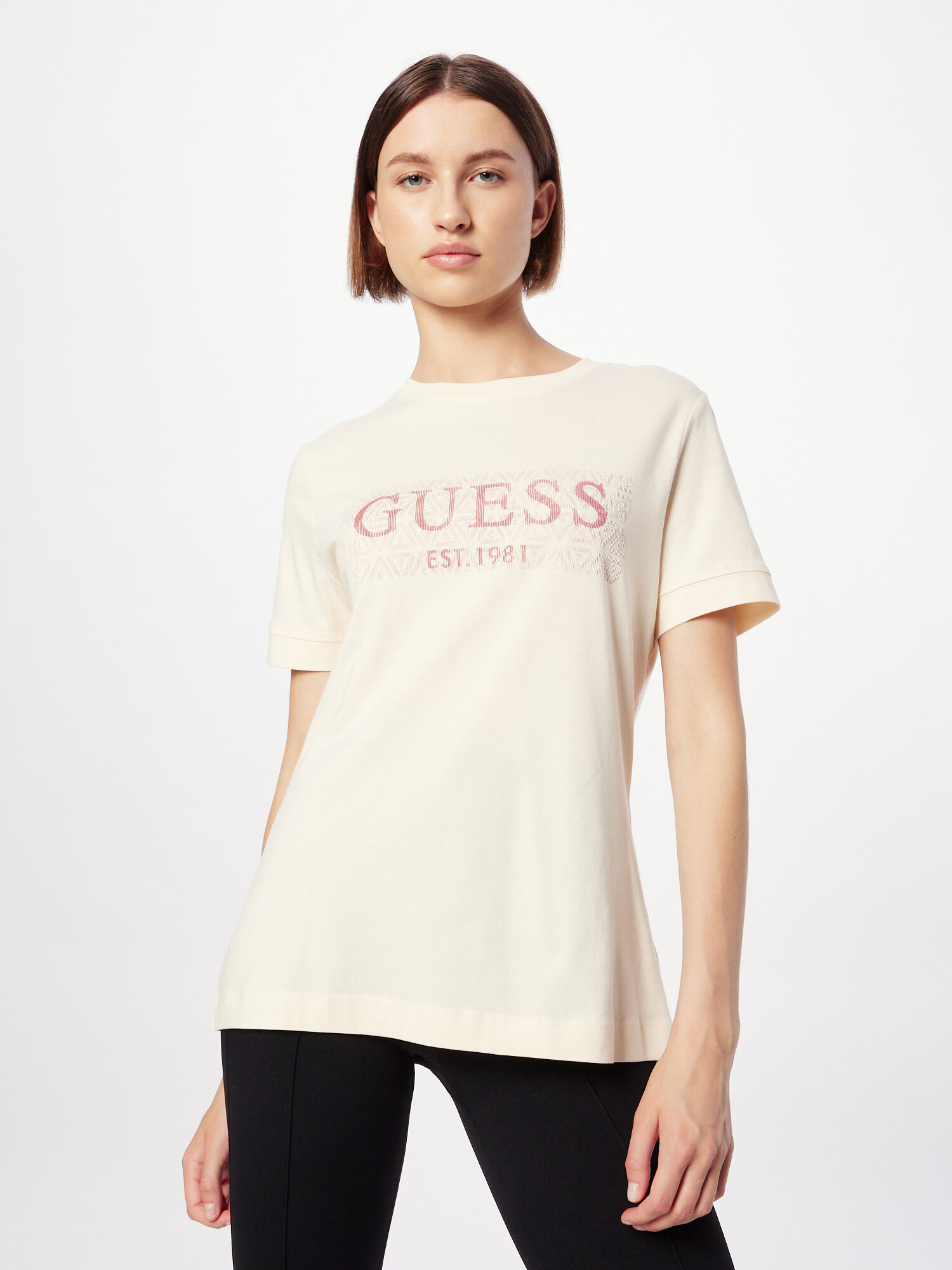 GUESS Tricou funcțional 'BEULAH' crem / roșu vin - Pled.ro