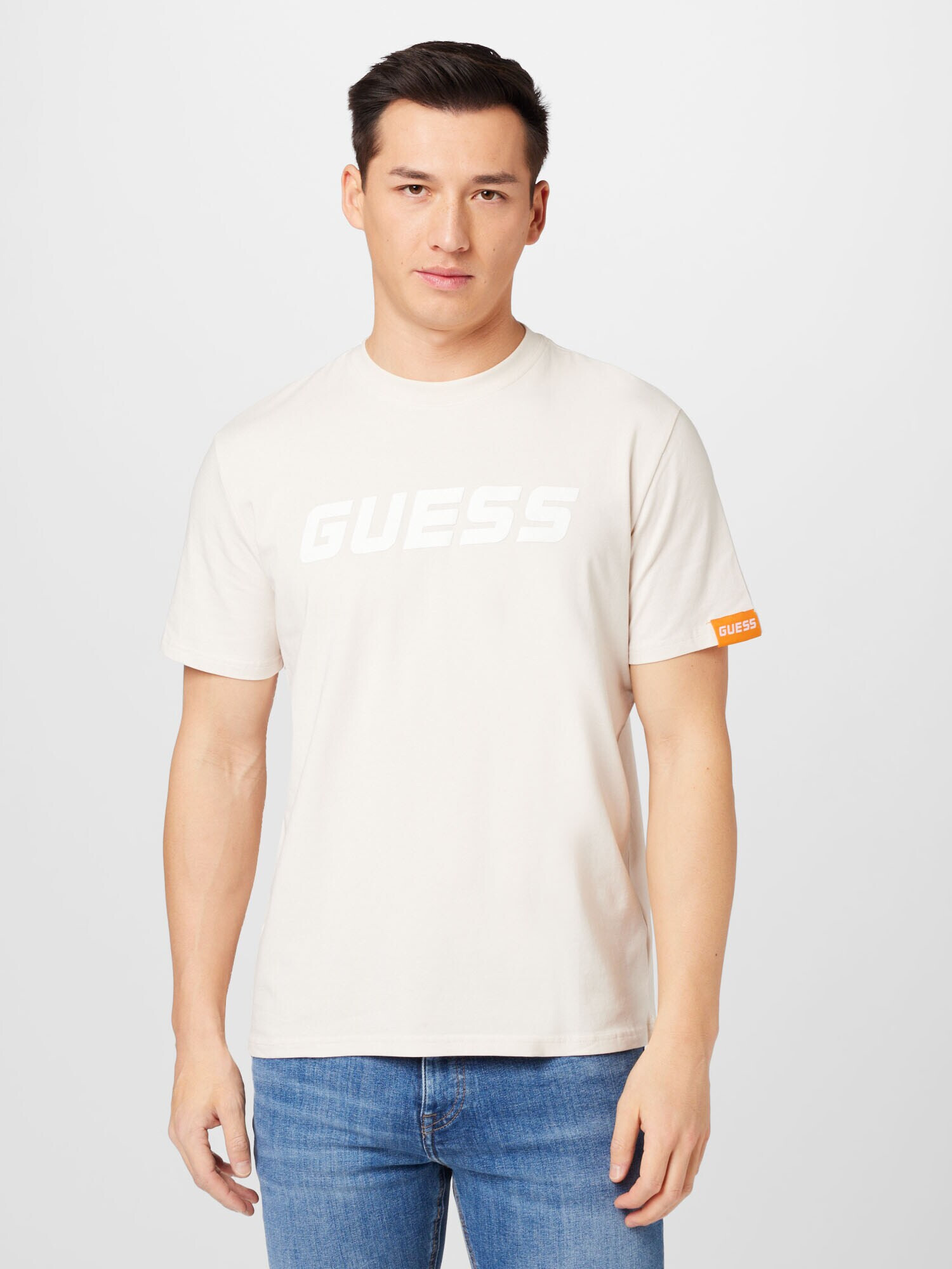 GUESS Tricou funcțional 'BRENT' gri deschis / alb - Pled.ro