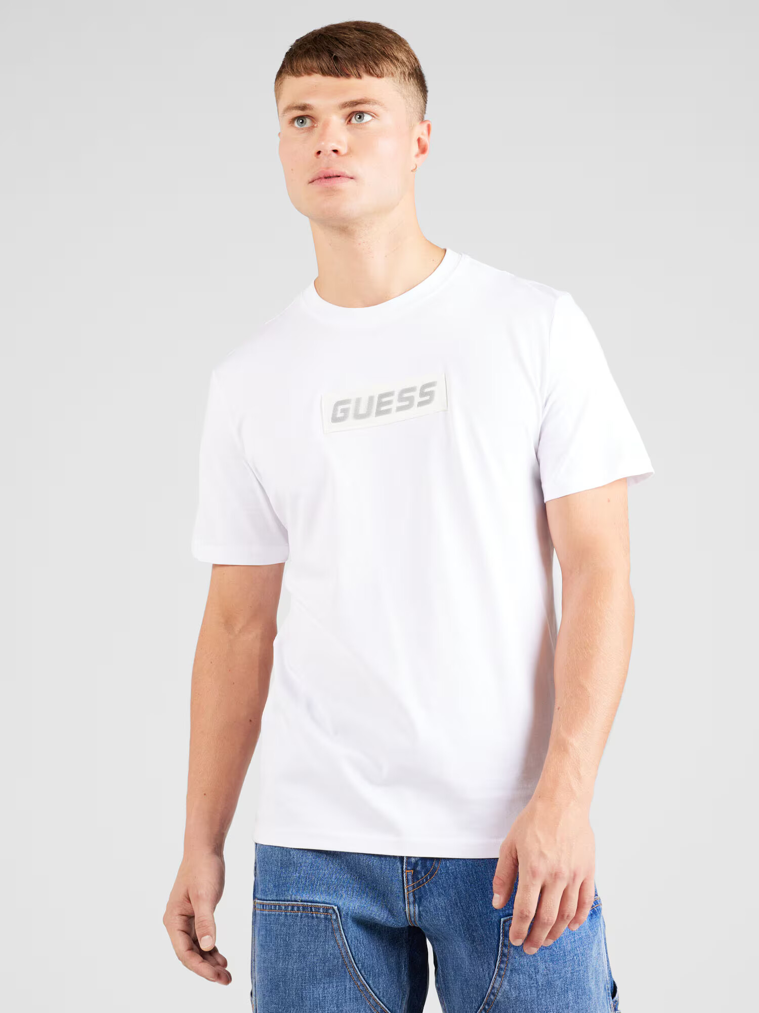 GUESS Tricou funcțional 'CALVIN' gri grafit / alb - Pled.ro