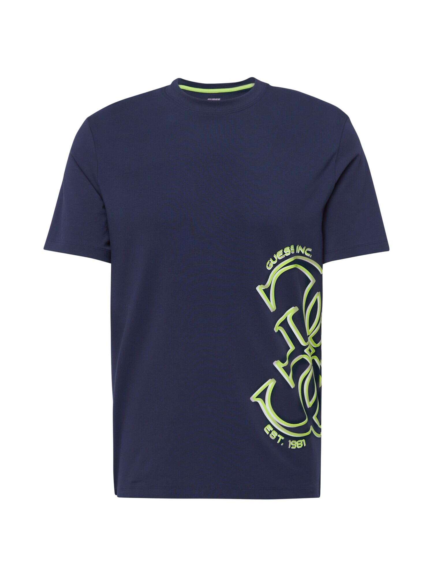 GUESS Tricou funcțional 'LEROI' albastru marin / verde limetă / alb - Pled.ro