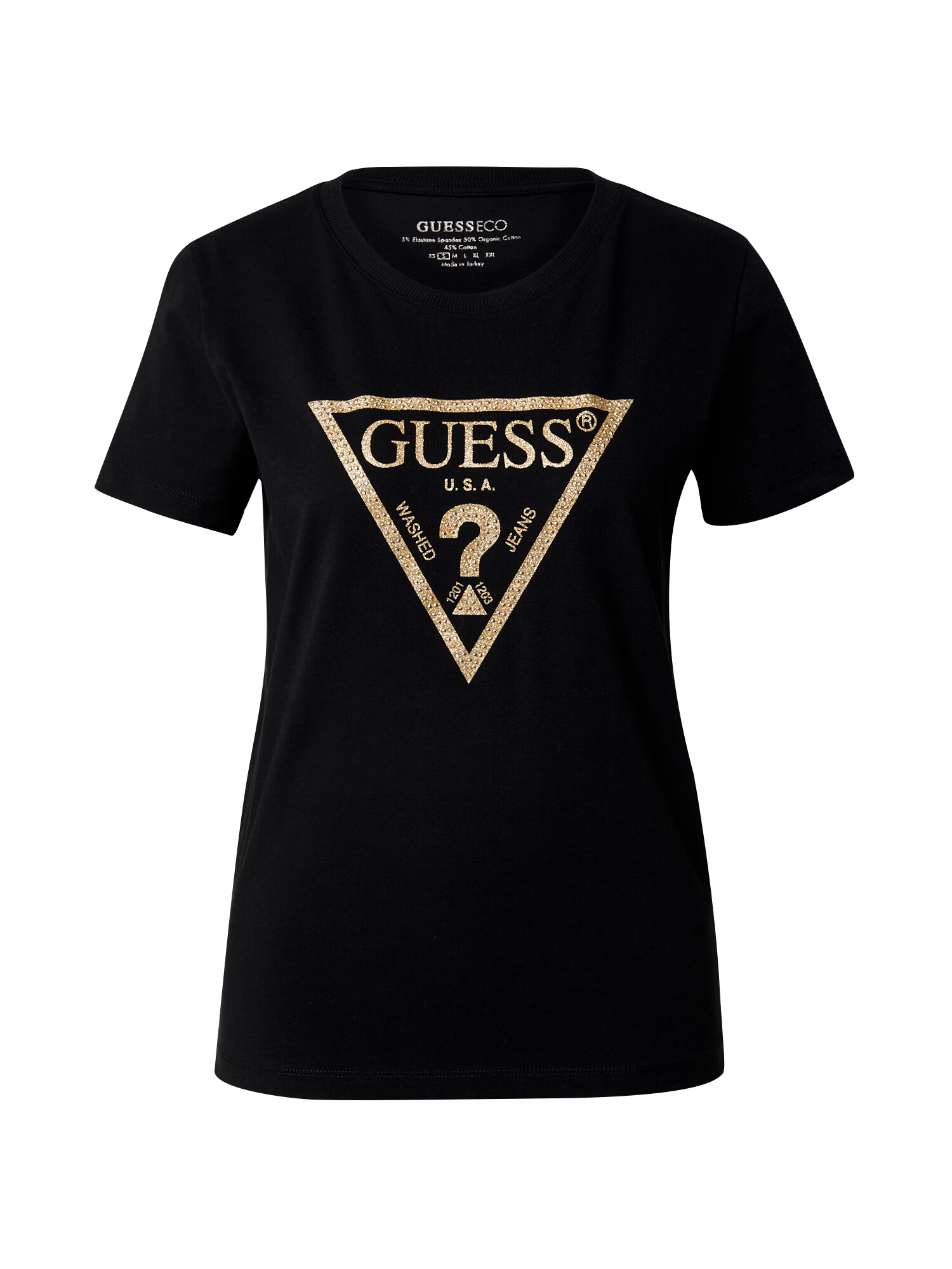 GUESS Tricou galben auriu / negru - Pled.ro