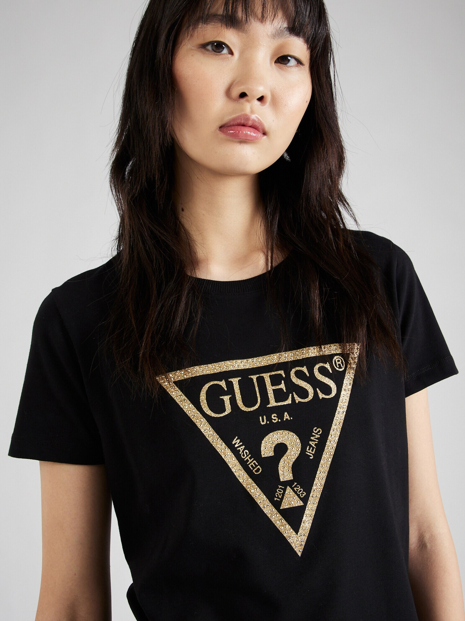 GUESS Tricou galben auriu / negru - Pled.ro