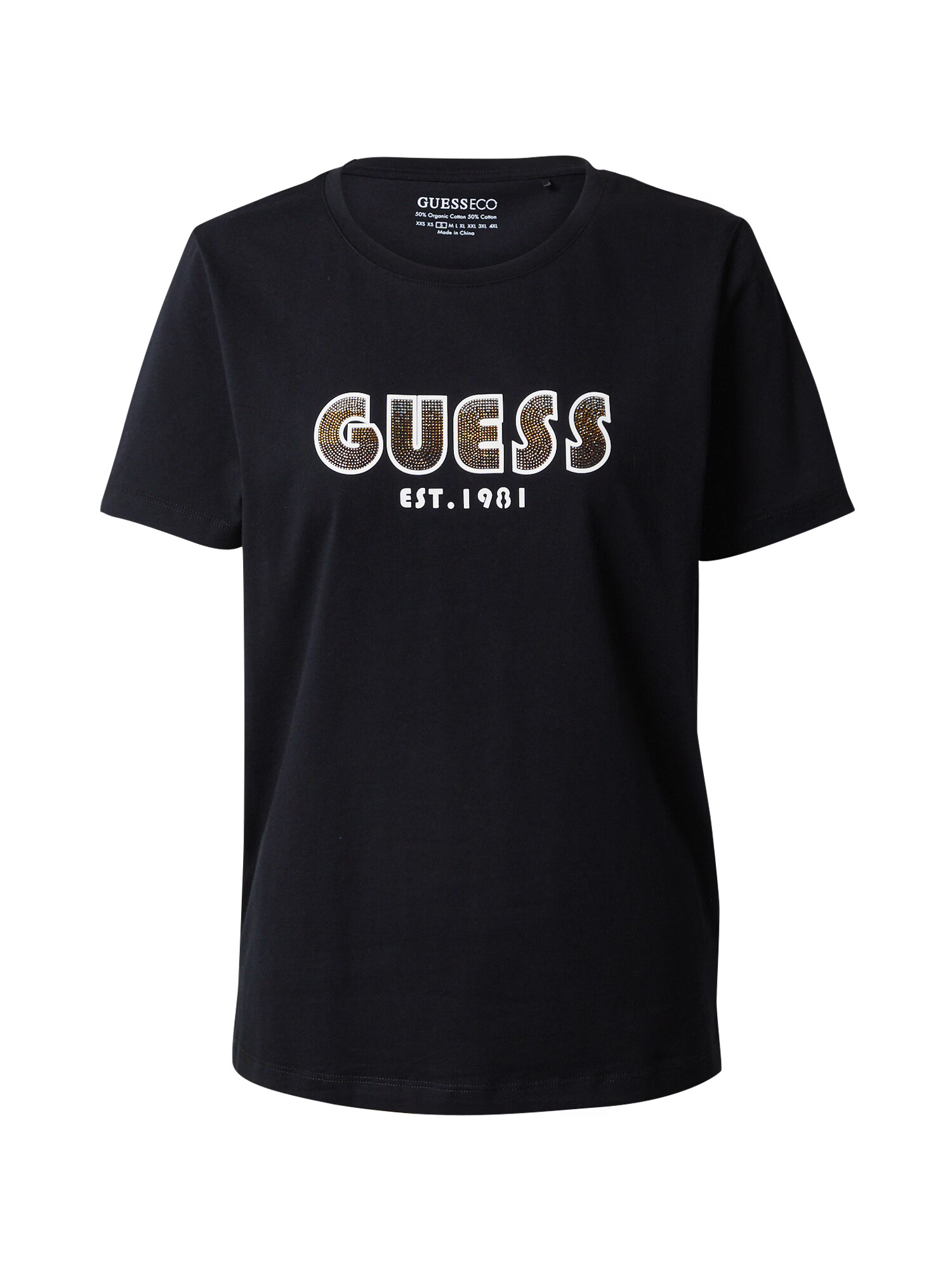 GUESS Tricou galben auriu / negru / alb - Pled.ro