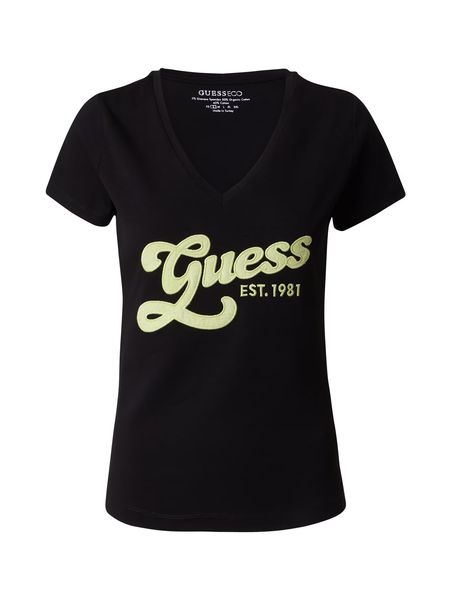 GUESS Tricou galben lămâie / negru - Pled.ro