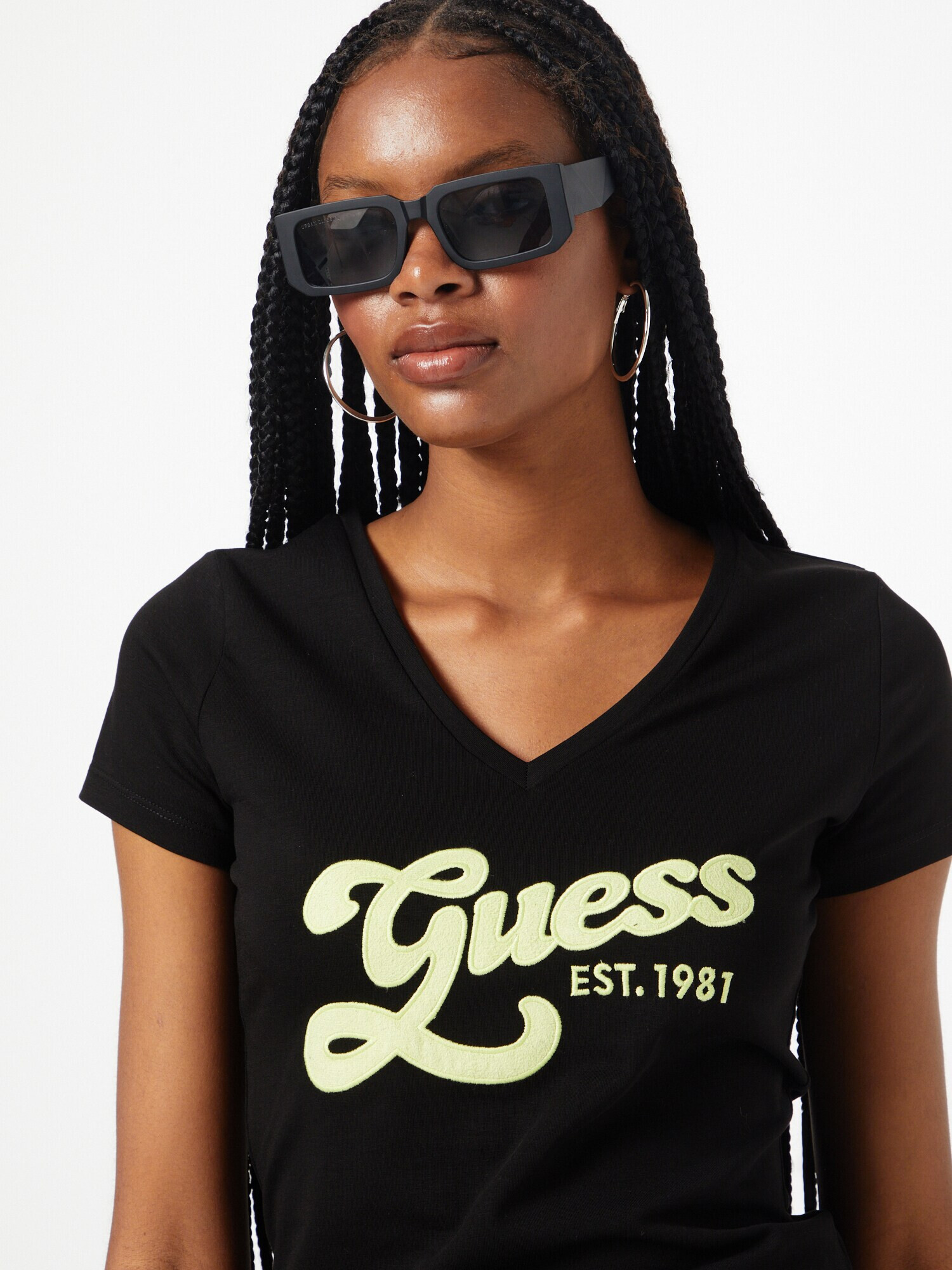 GUESS Tricou galben lămâie / negru - Pled.ro