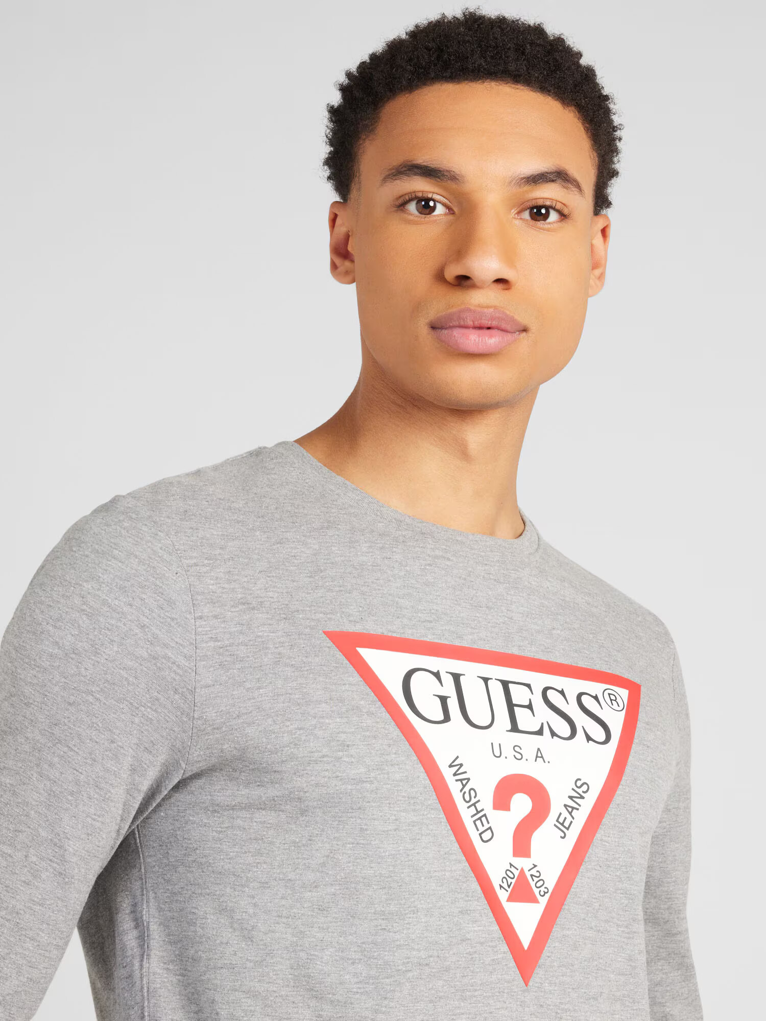 GUESS Tricou gri amestecat / alb - Pled.ro