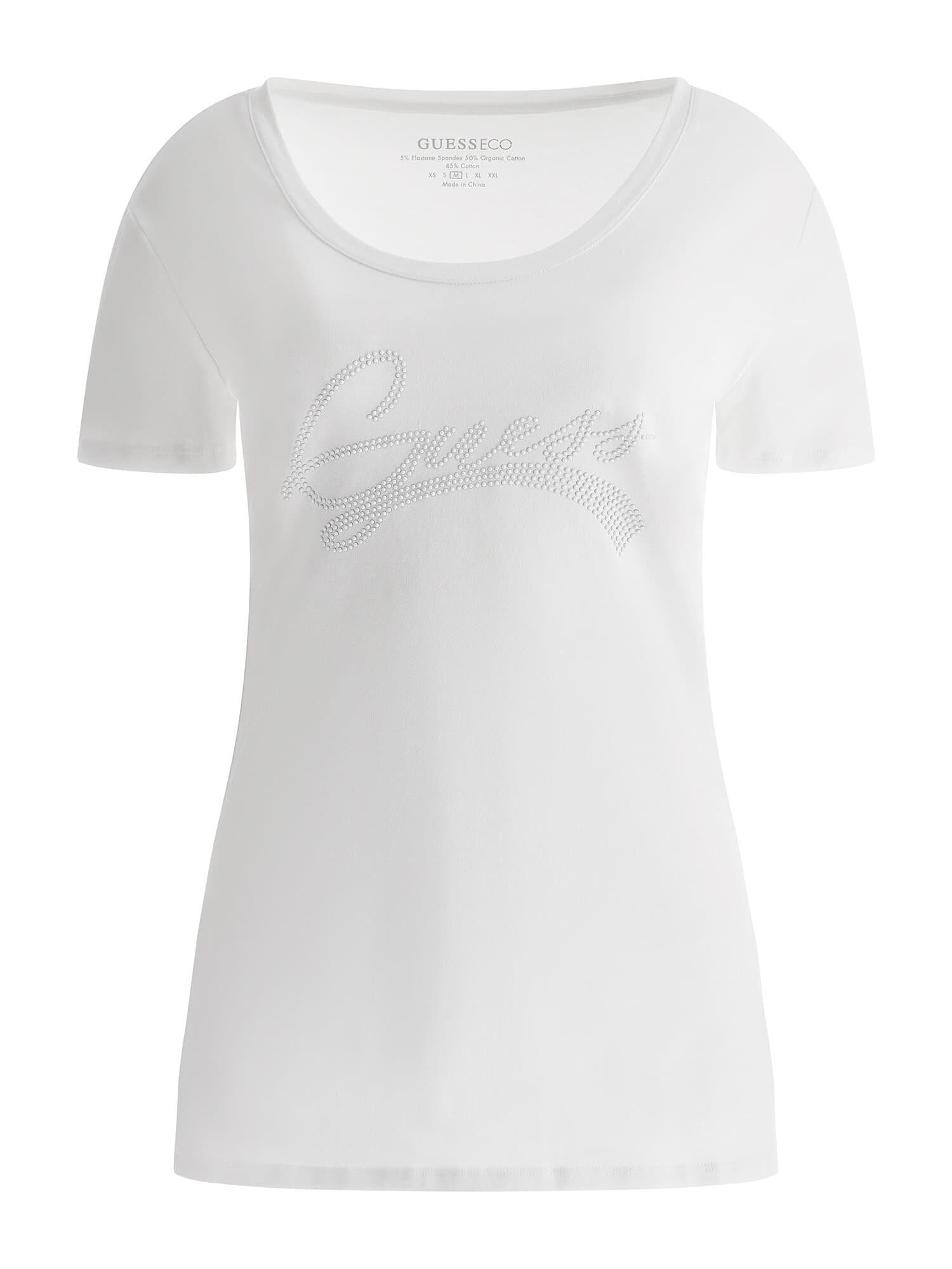 GUESS Tricou gri argintiu / alb - Pled.ro