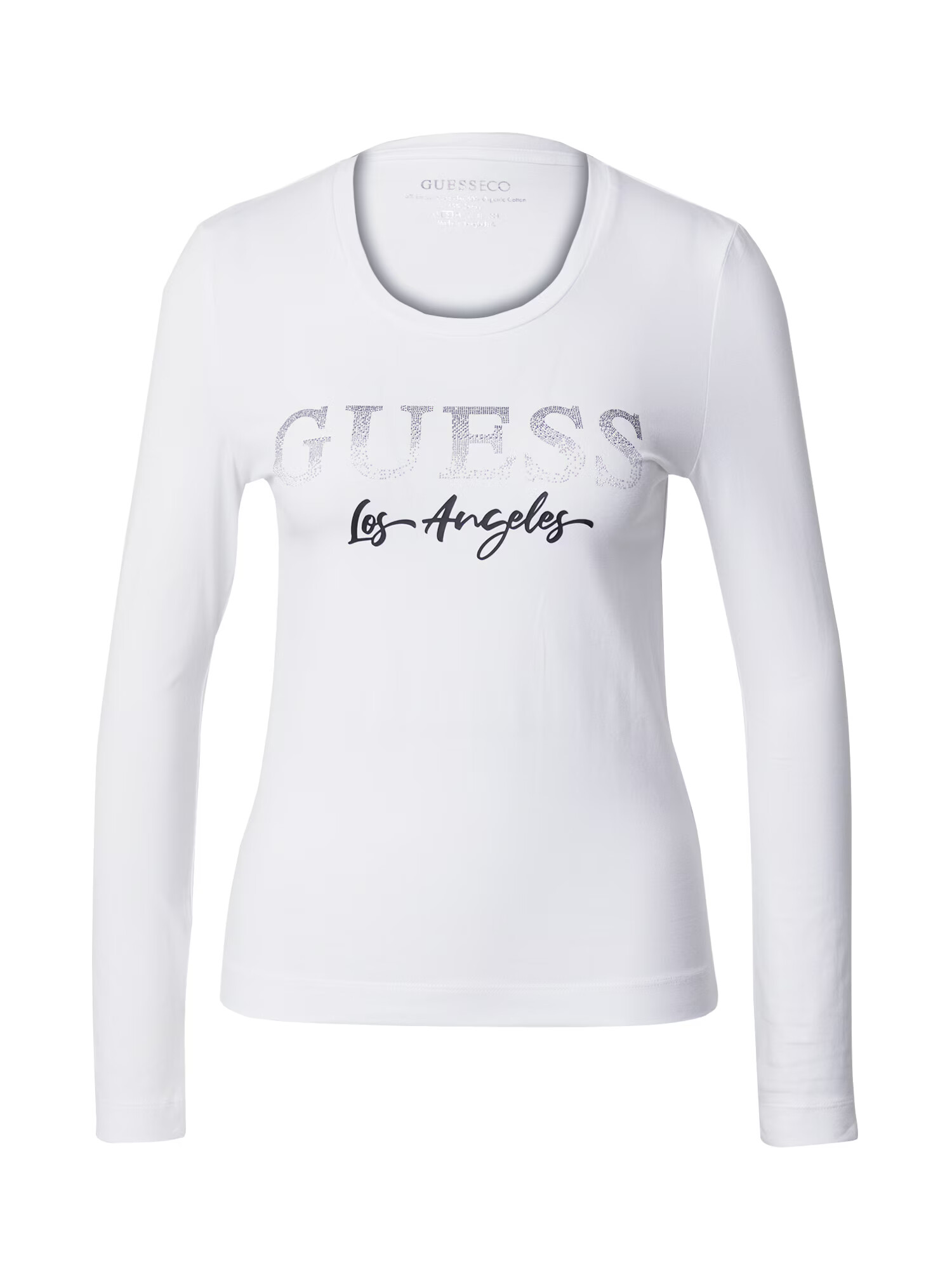 GUESS Tricou gri argintiu / negru / alb - Pled.ro