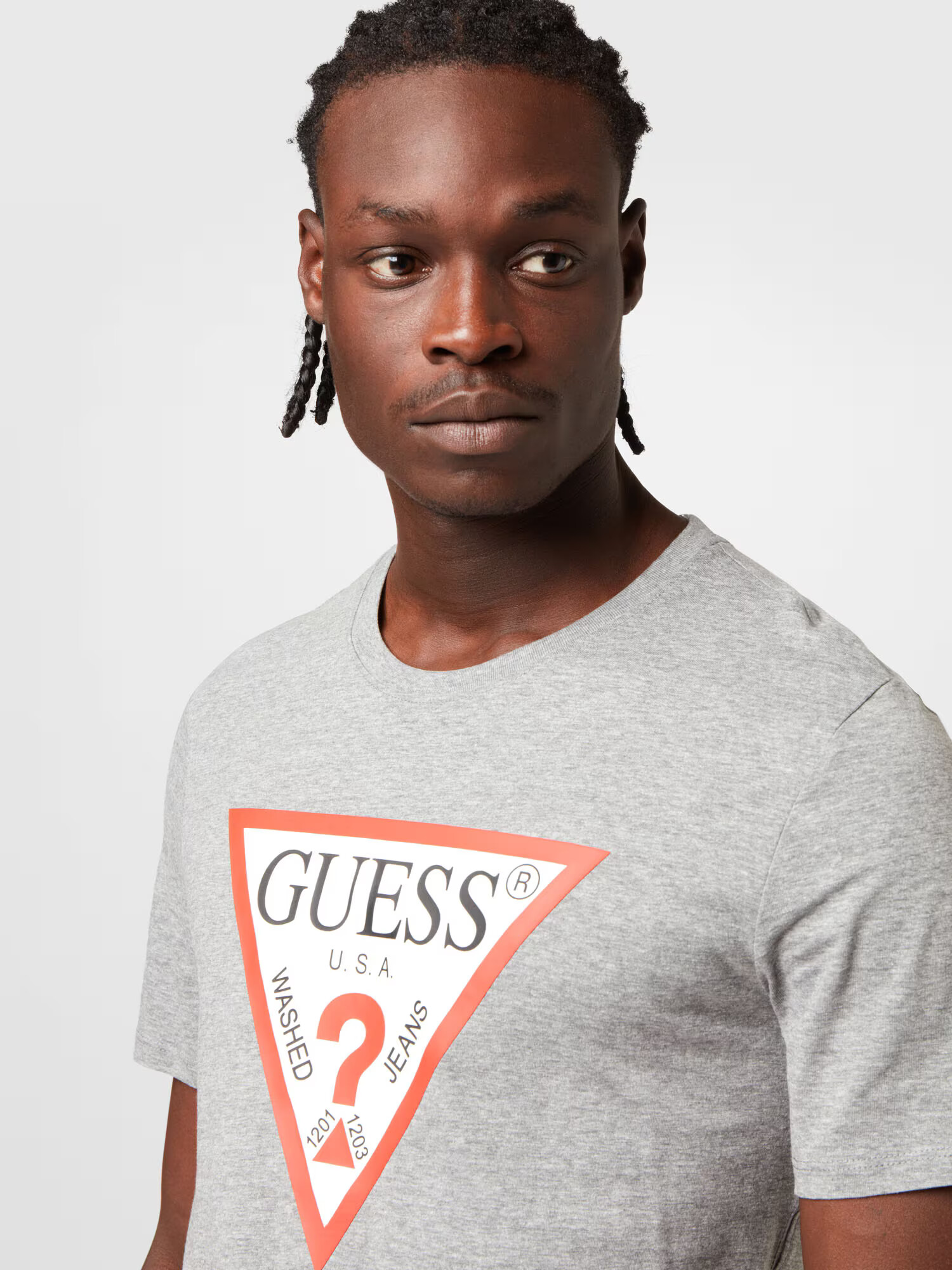 GUESS Tricou gri / roșu deschis / negru / alb - Pled.ro