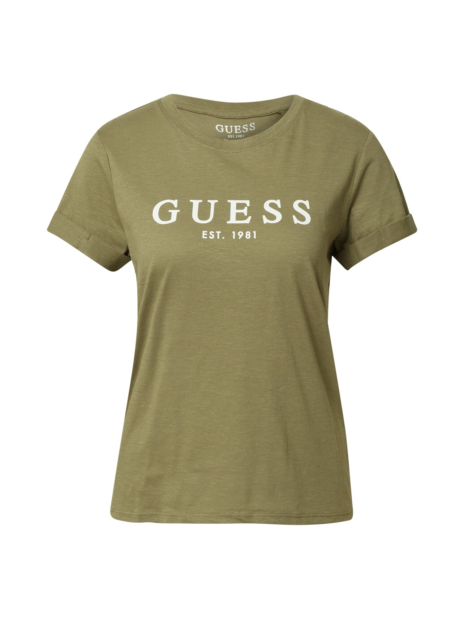 GUESS Tricou kaki / alb - Pled.ro