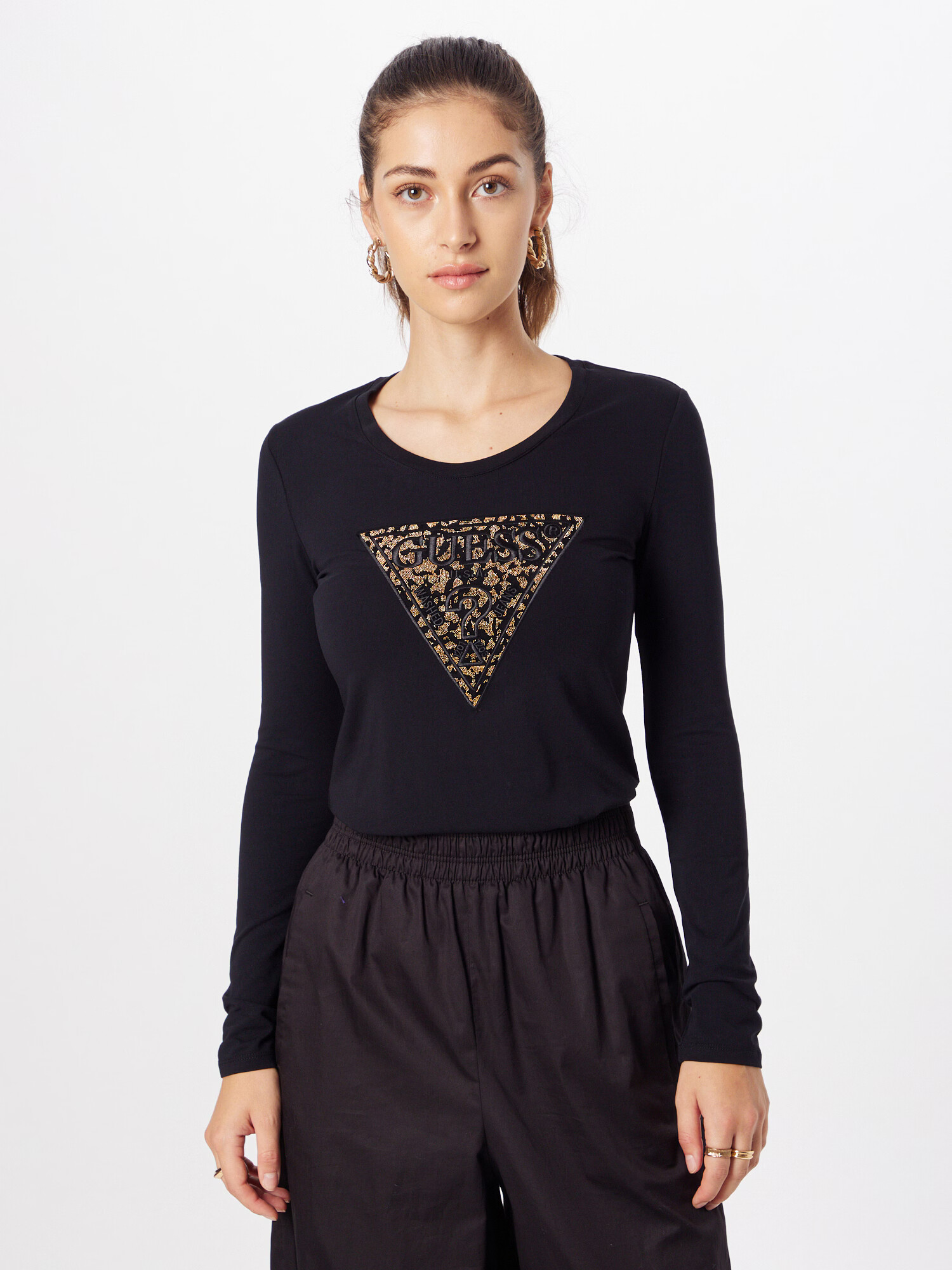 GUESS Tricou 'Lidia' maro deschis / negru - Pled.ro