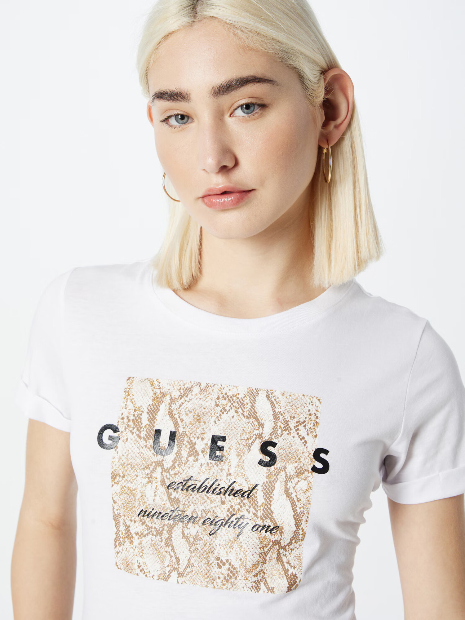 GUESS Tricou maro / negru / alb - Pled.ro