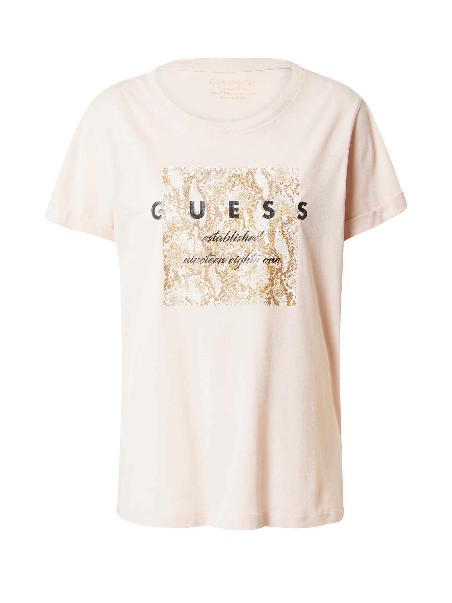 GUESS Tricou maro / roz pastel / negru - Pled.ro