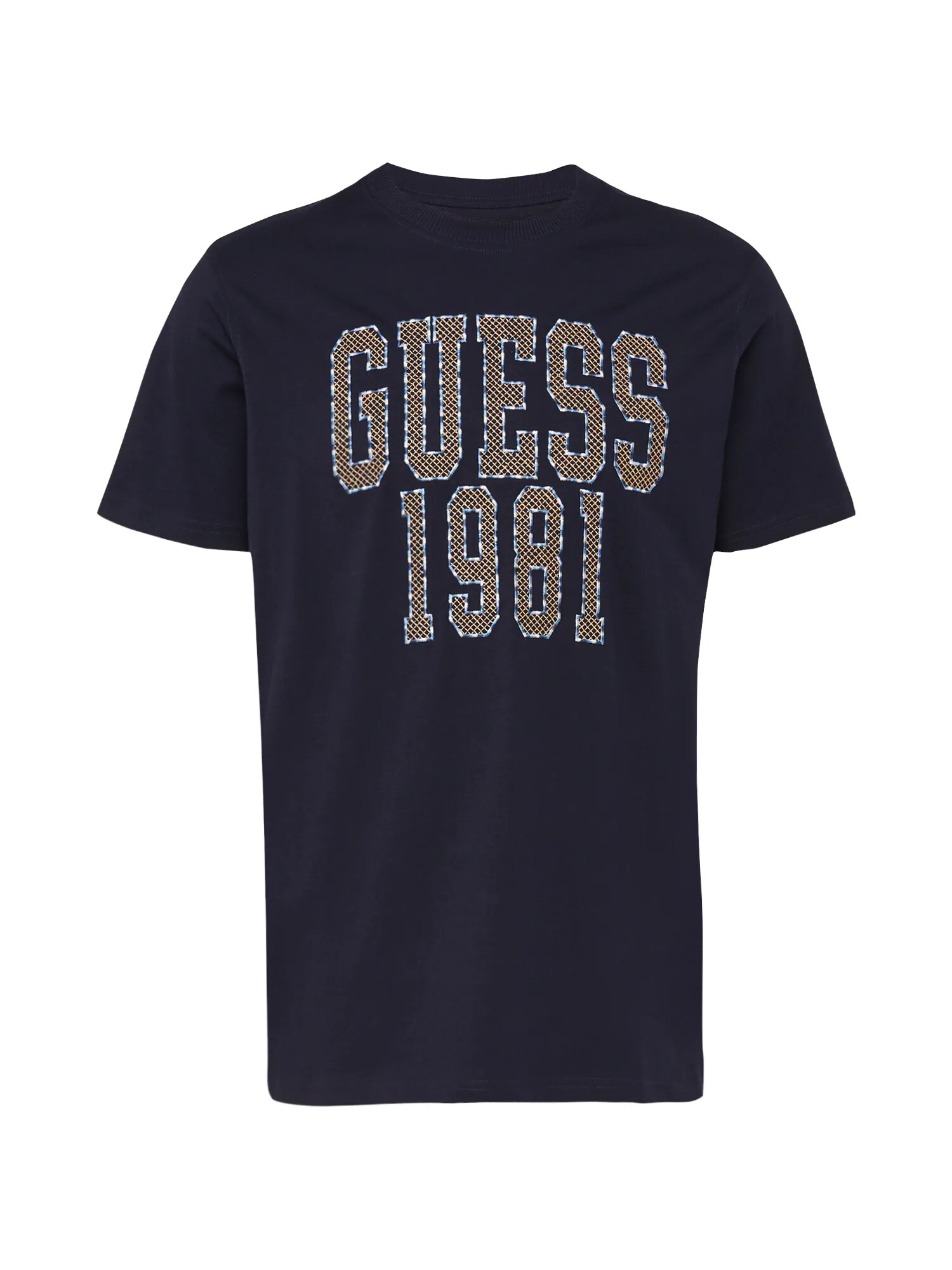 GUESS Tricou 'MILAD' bej / bleumarin / albastru deschis / alb - Pled.ro