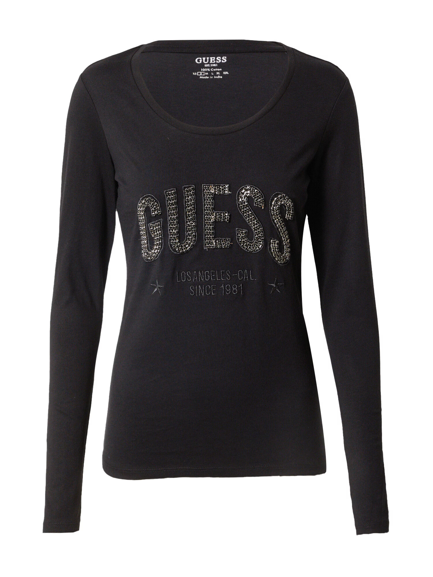 GUESS Tricou 'MIRELA' negru / argintiu - Pled.ro