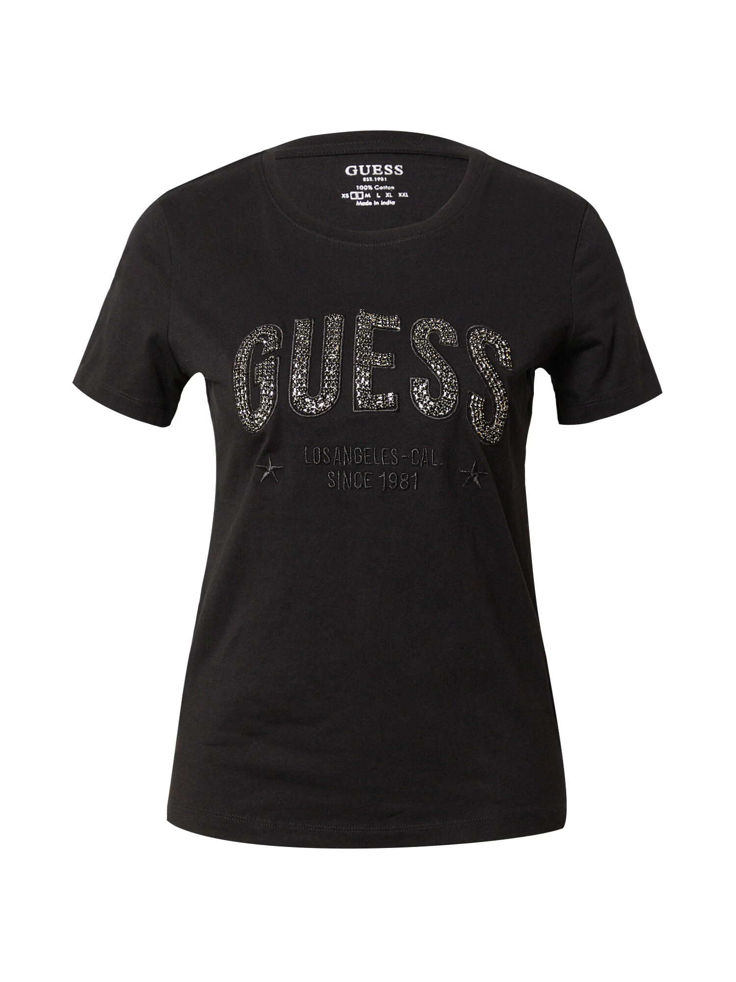 GUESS Tricou 'MIRELA' negru / argintiu - Pled.ro