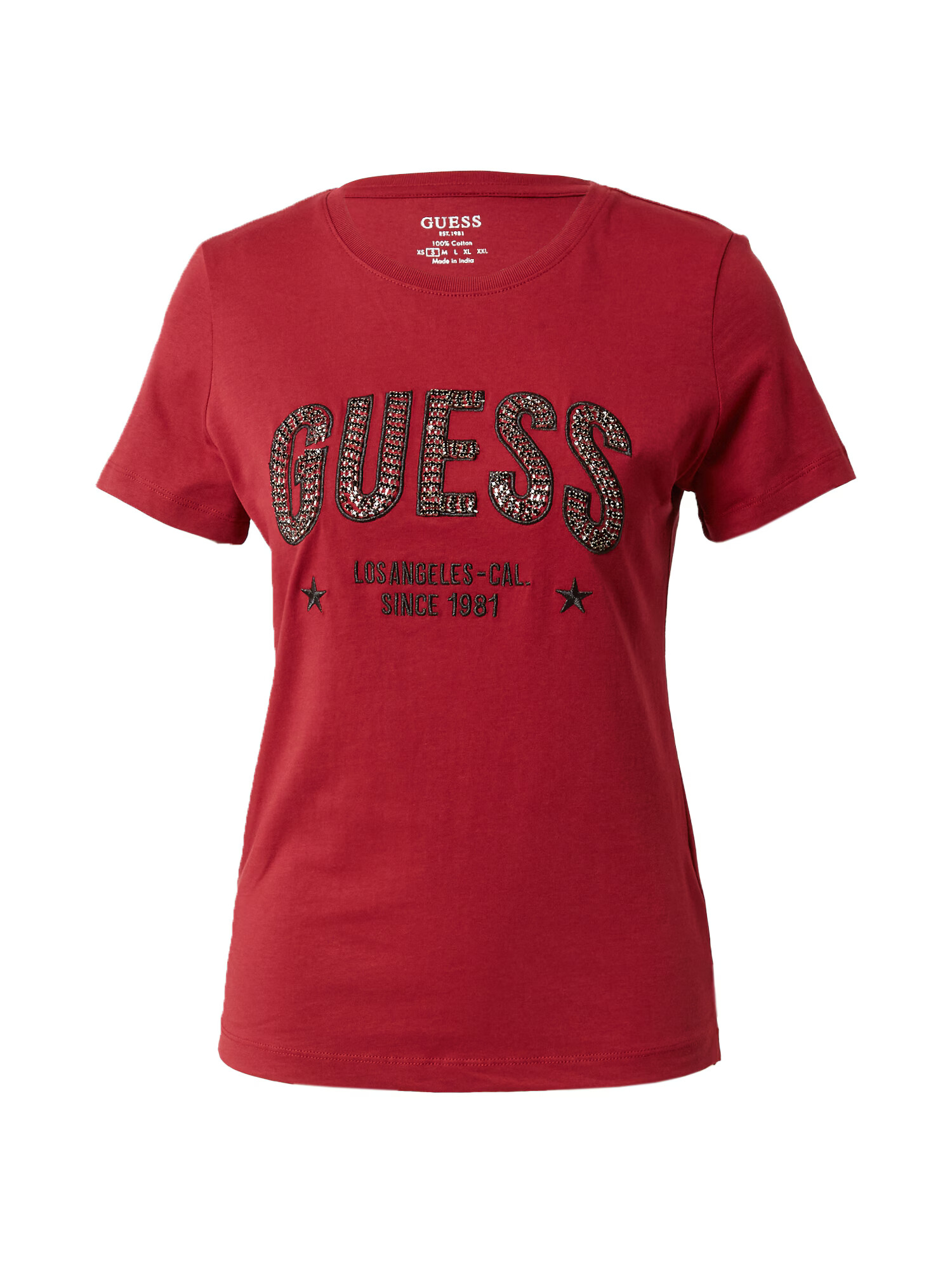 GUESS Tricou 'MIRELA' rubiniu / negru - Pled.ro