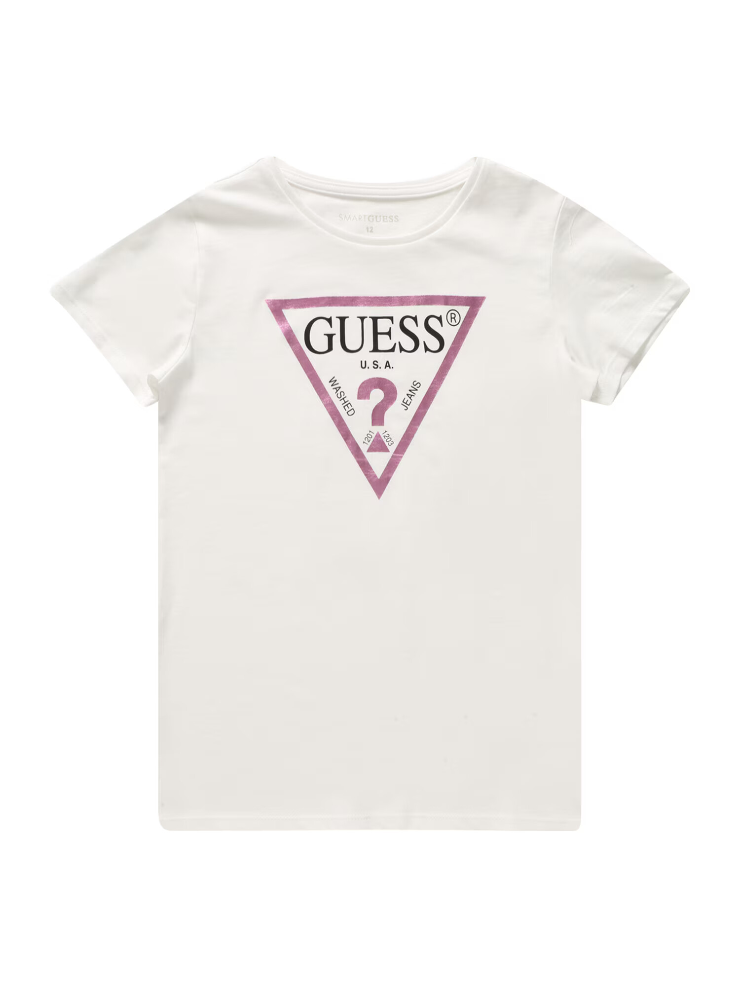 GUESS Tricou mov zmeură / negru / alb - Pled.ro