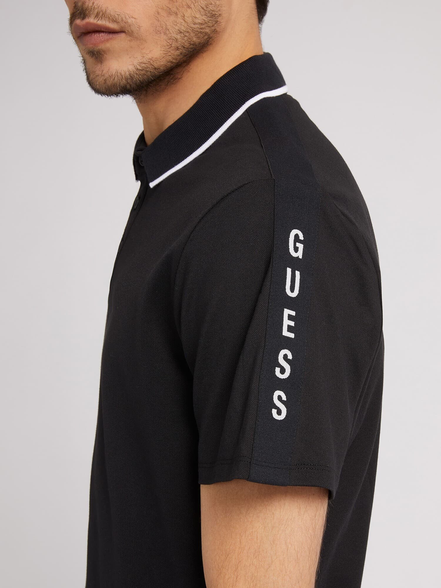 GUESS Tricou negru / alb - Pled.ro