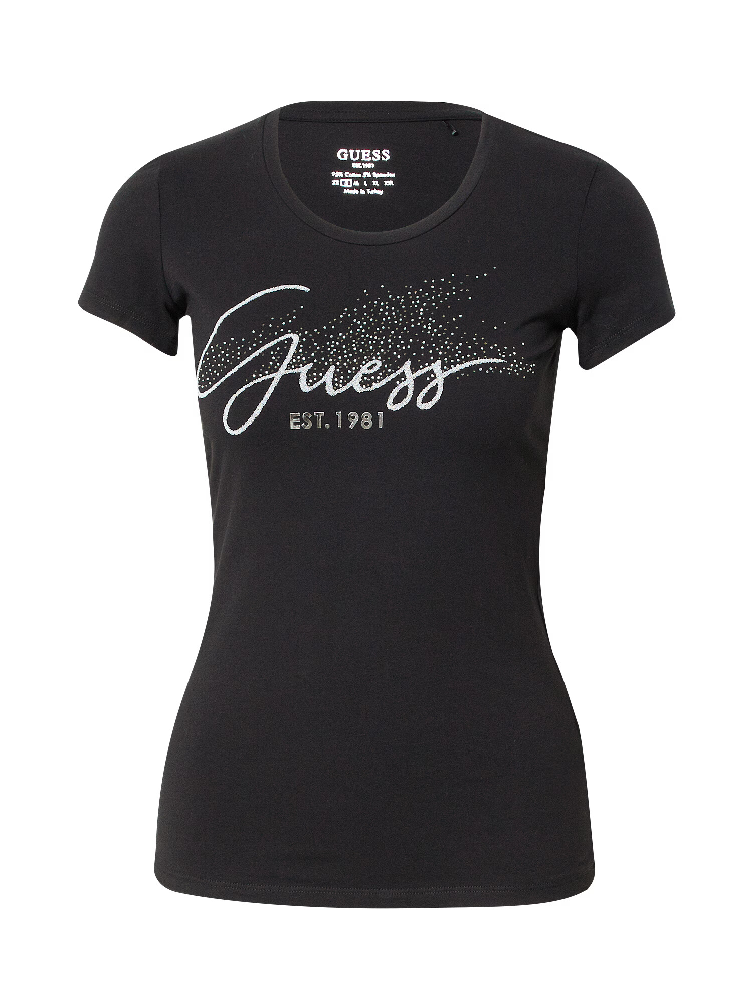 GUESS Tricou negru / alb - Pled.ro