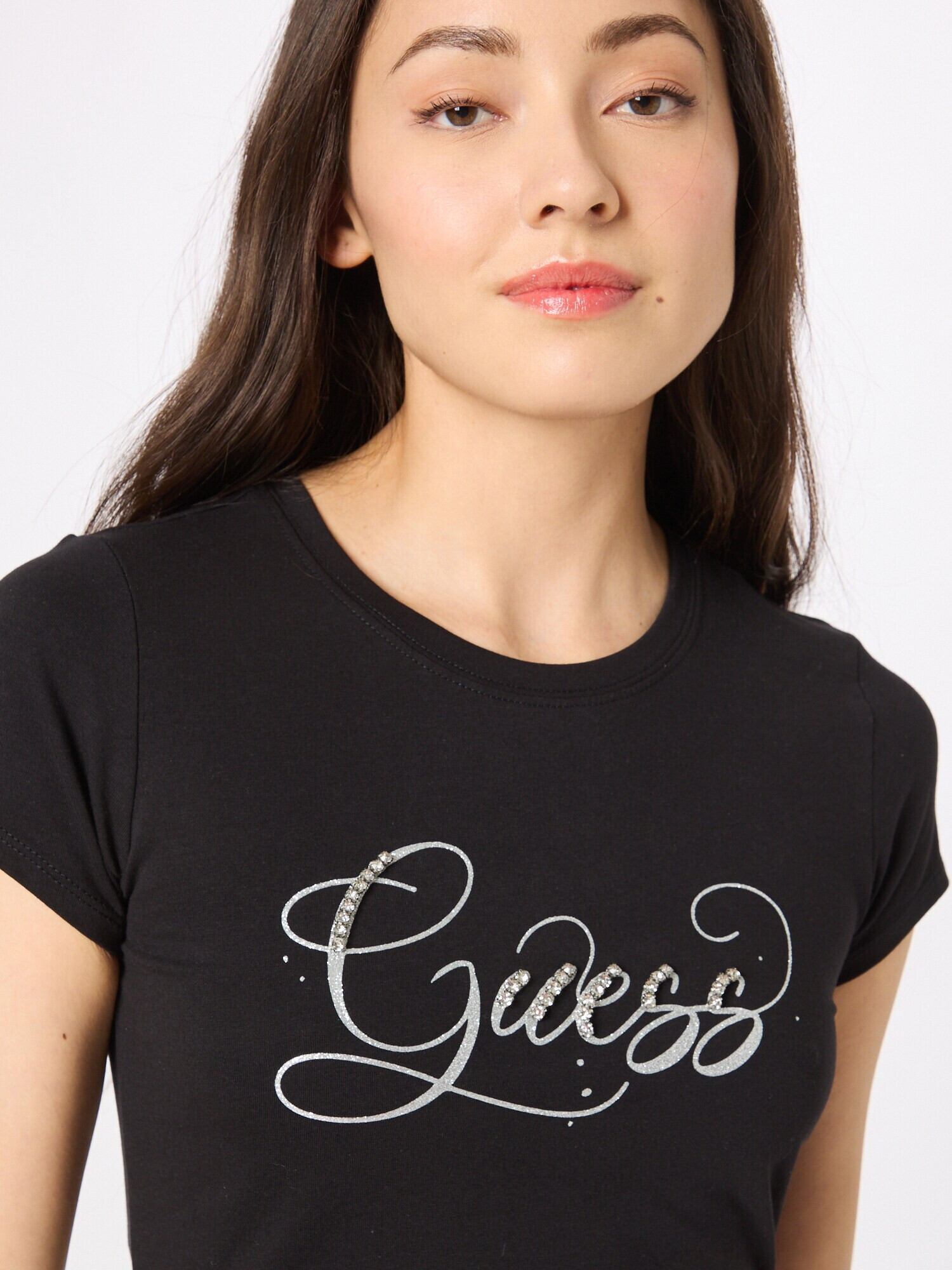 GUESS Tricou negru / argintiu - Pled.ro