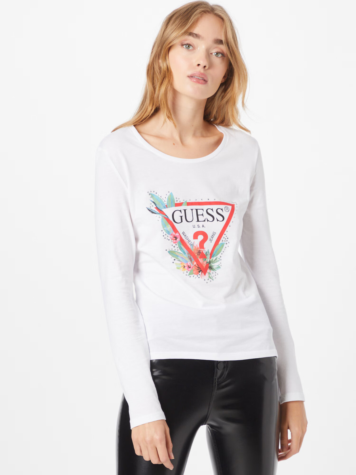 GUESS Tricou 'Nelli' verde / portocaliu somon / roz / negru / alb - Pled.ro