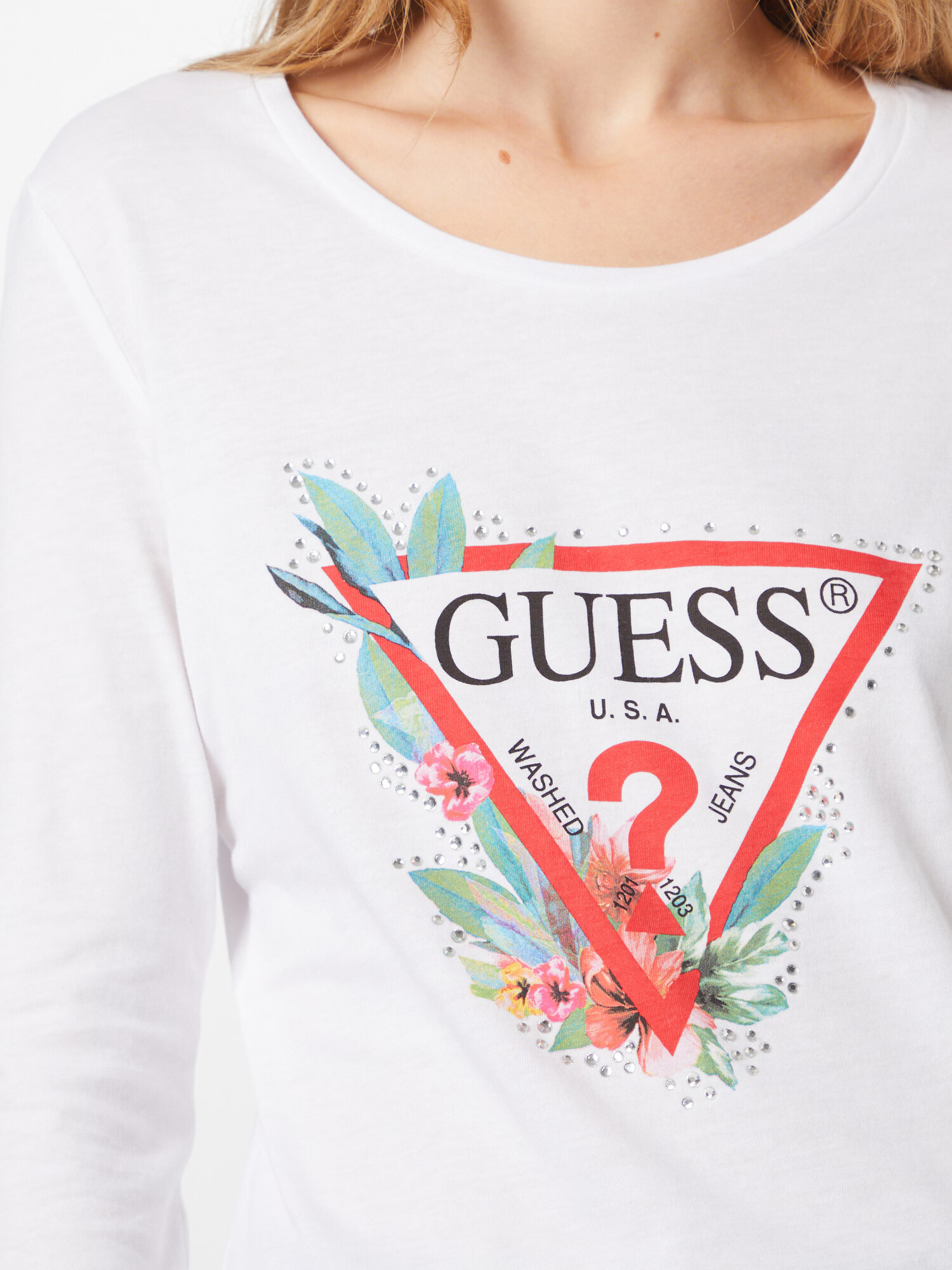 GUESS Tricou 'Nelli' verde / portocaliu somon / roz / negru / alb - Pled.ro