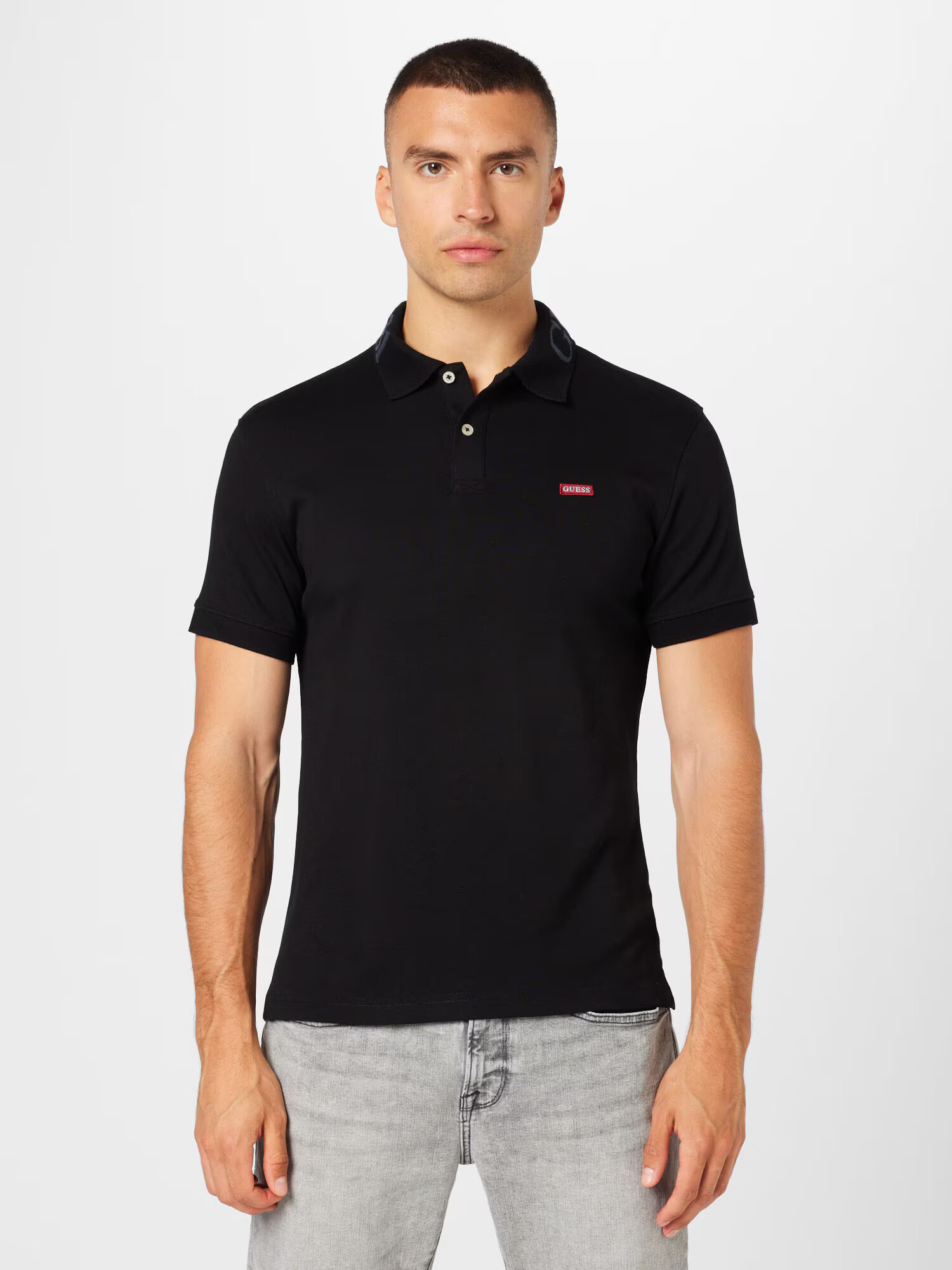 GUESS Tricou 'NOLAN' gri piatră / negru - Pled.ro