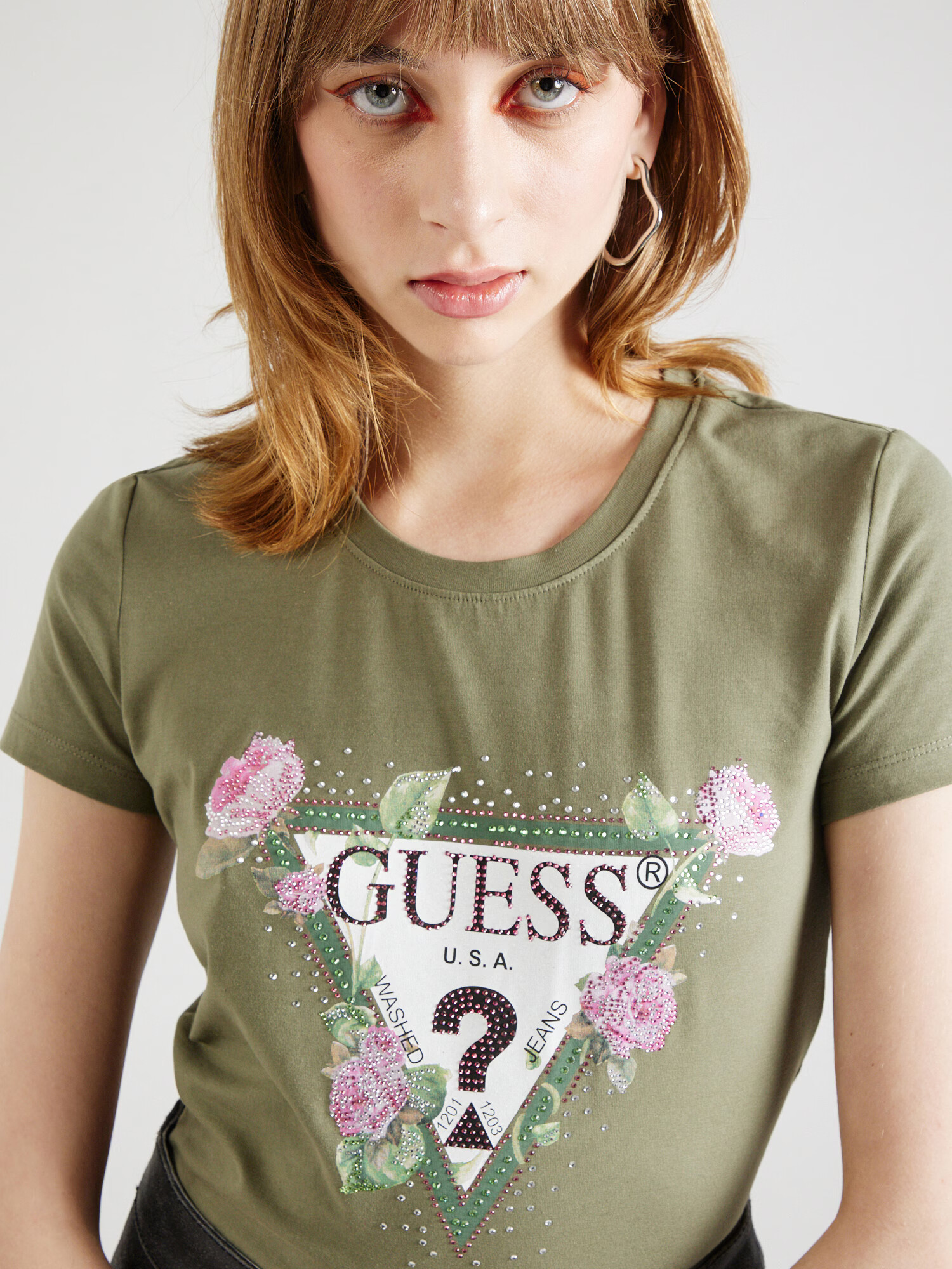 GUESS Tricou oliv / lila / negru / alb - Pled.ro