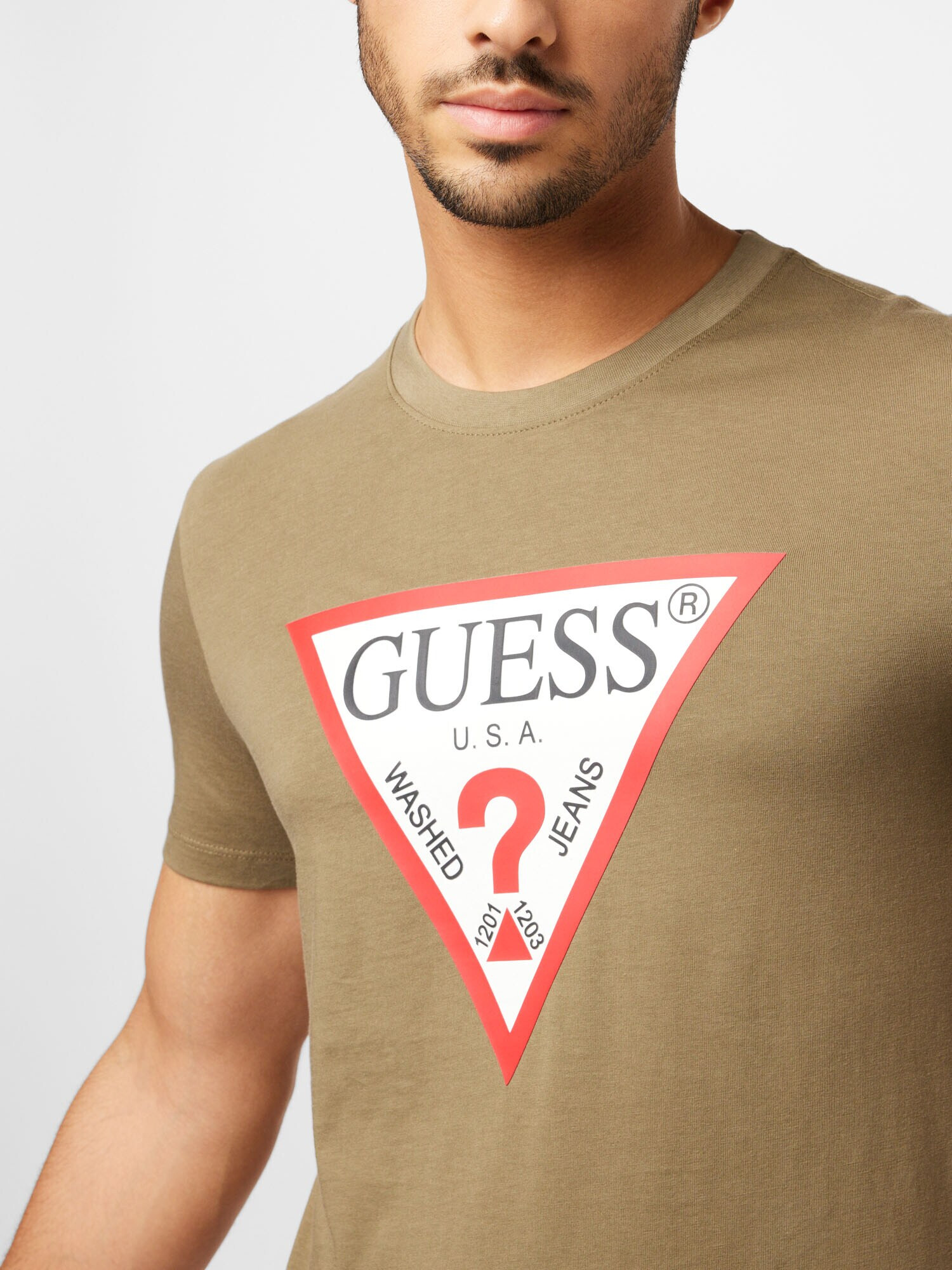 GUESS Tricou oliv / roșu / negru / alb - Pled.ro