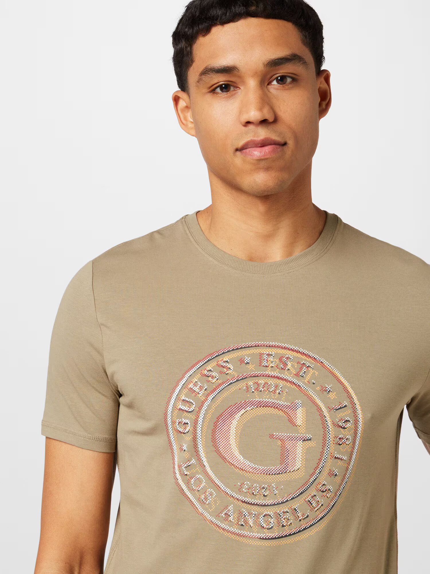 GUESS Tricou oliv / roz - Pled.ro