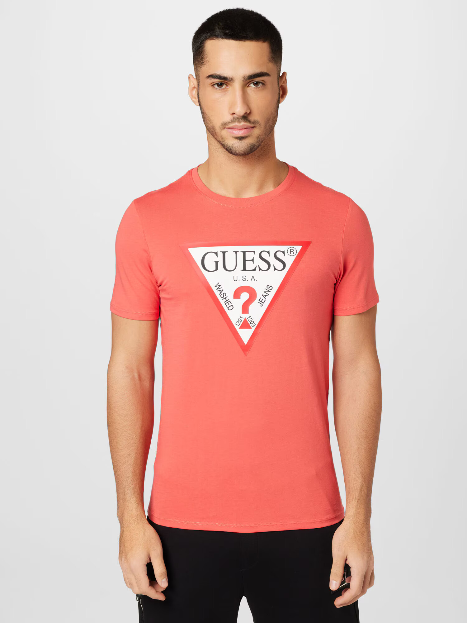 GUESS Tricou portocaliu somon / roșu / negru / alb - Pled.ro