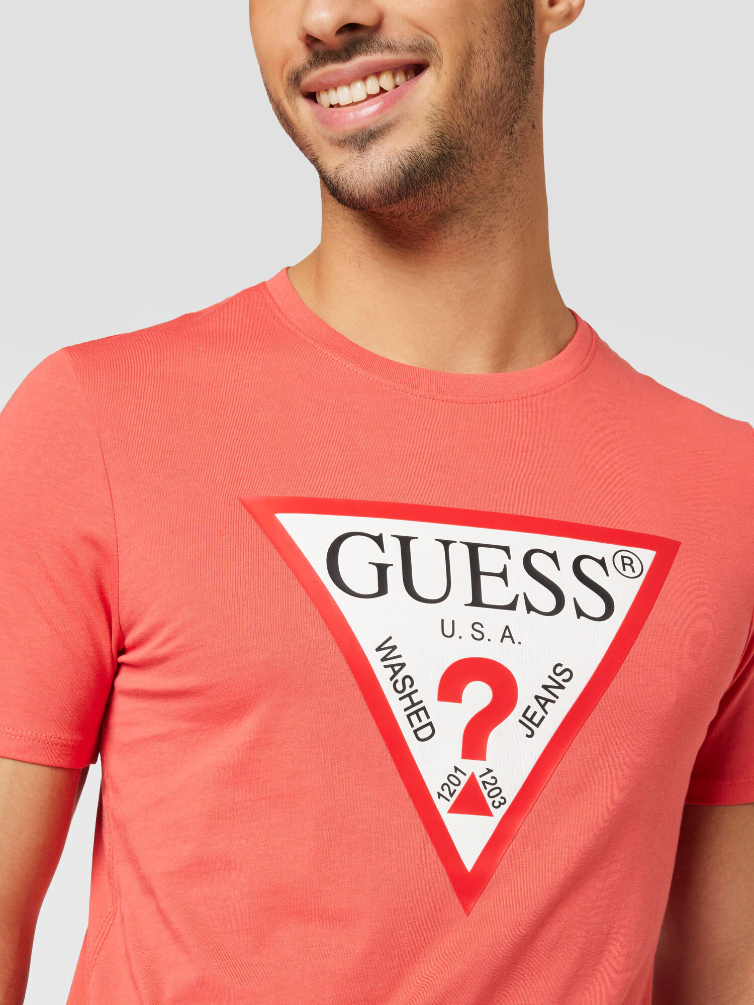 GUESS Tricou portocaliu somon / roșu / negru / alb - Pled.ro