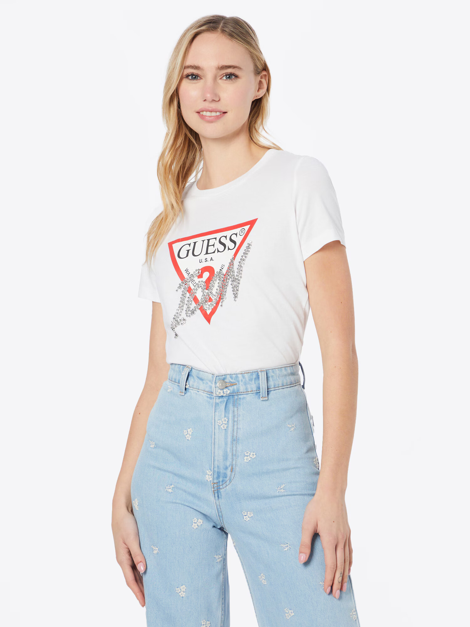 GUESS Tricou roși aprins / negru / alb - Pled.ro