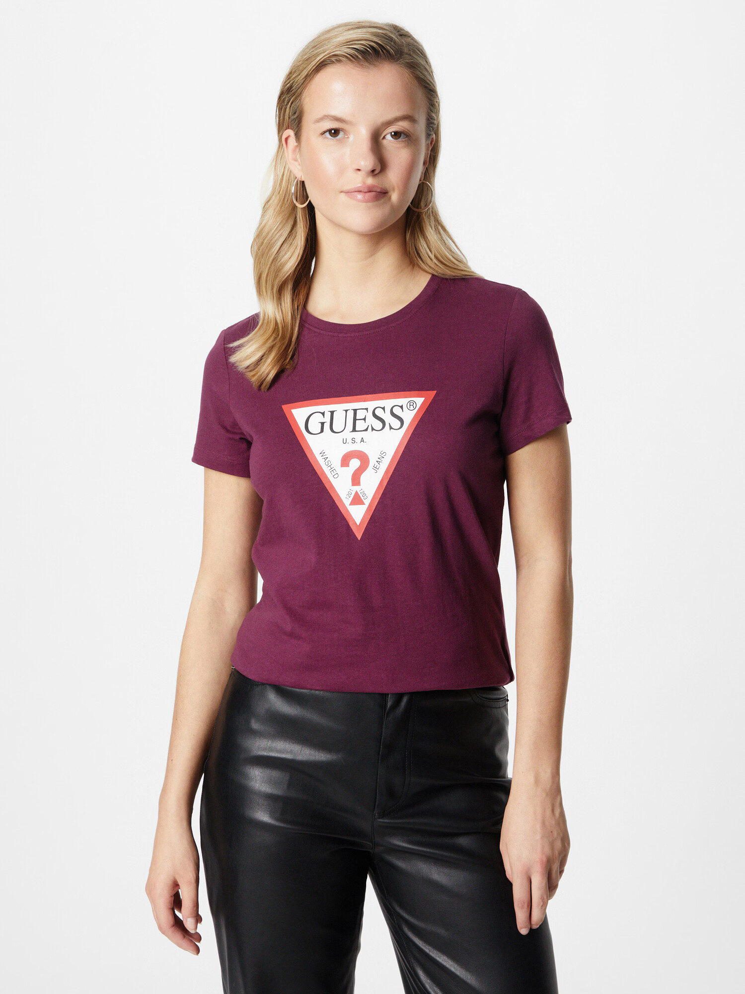 GUESS Tricou roșu bordeaux / roși aprins / negru / alb - Pled.ro