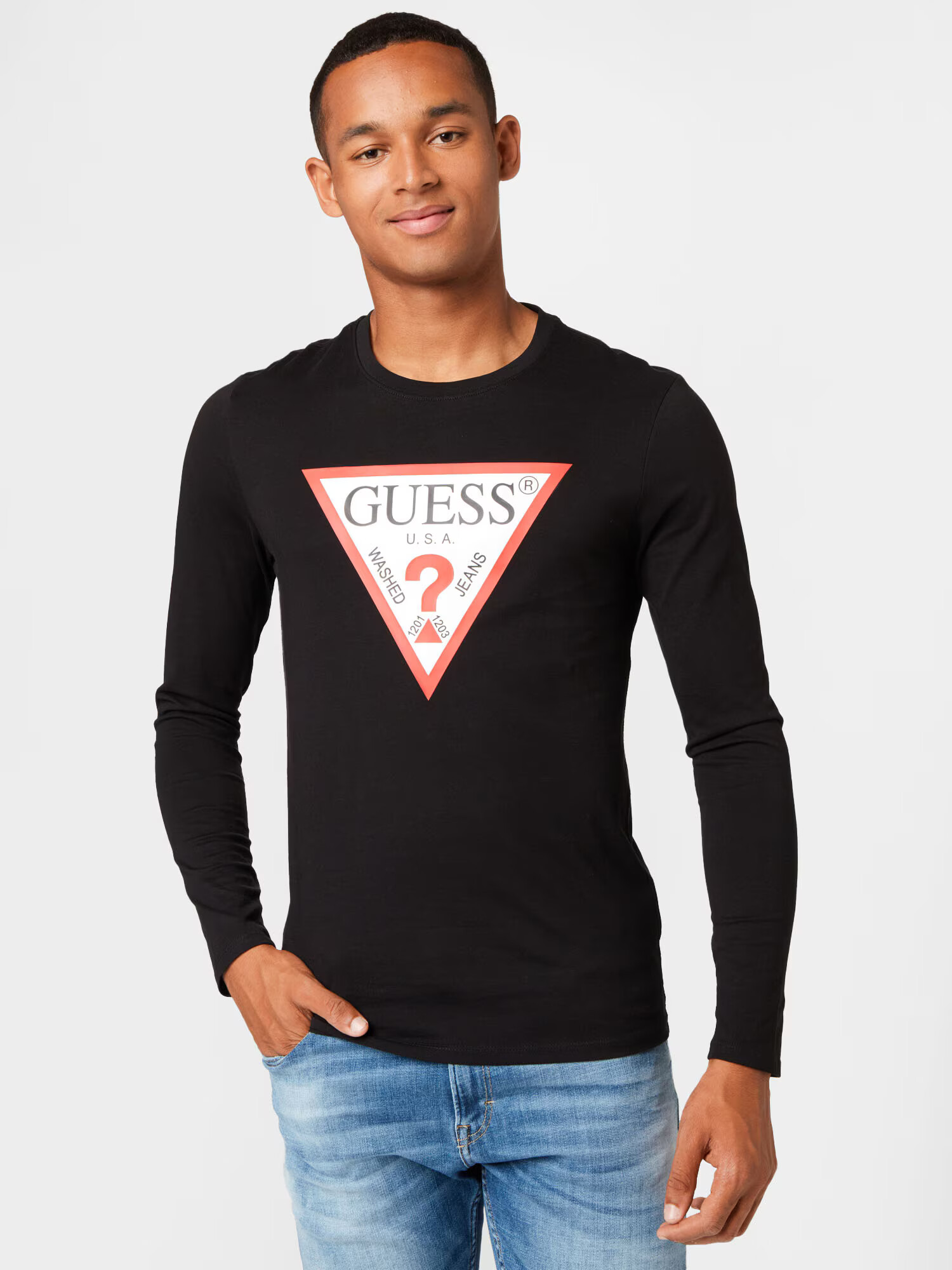 GUESS Tricou roșu deschis / negru / alb - Pled.ro