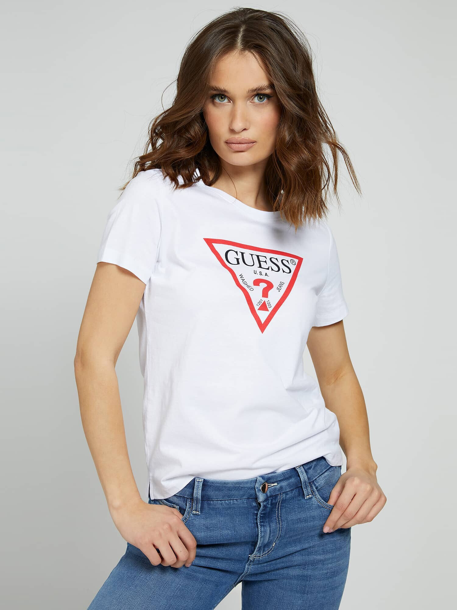 GUESS Tricou roșu / negru / alb - Pled.ro