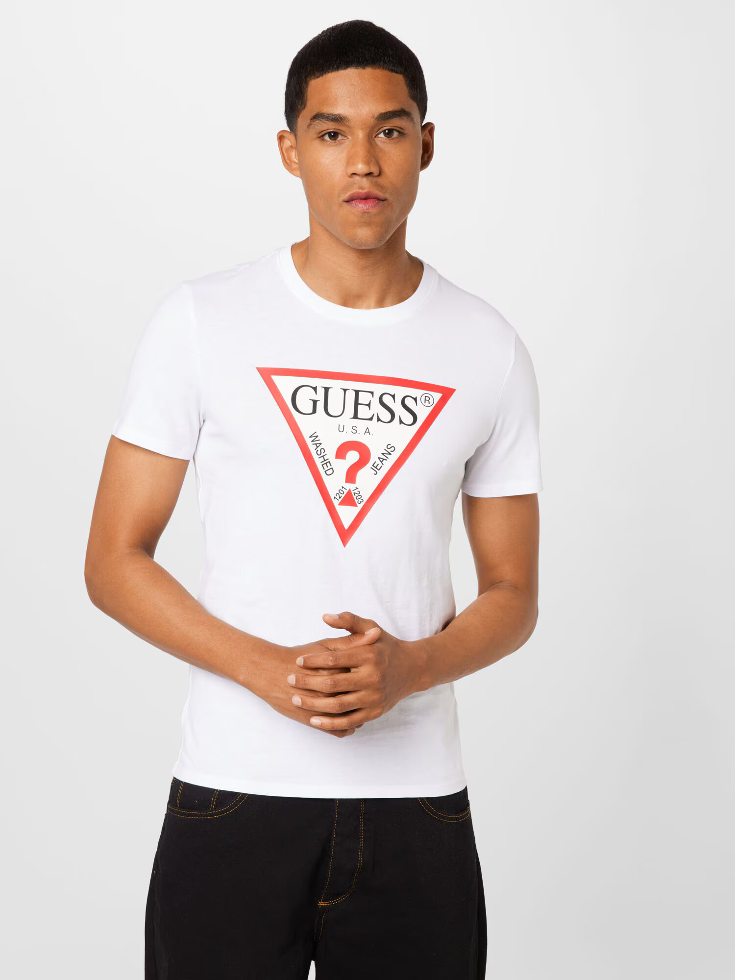 GUESS Tricou roșu / negru / alb - Pled.ro