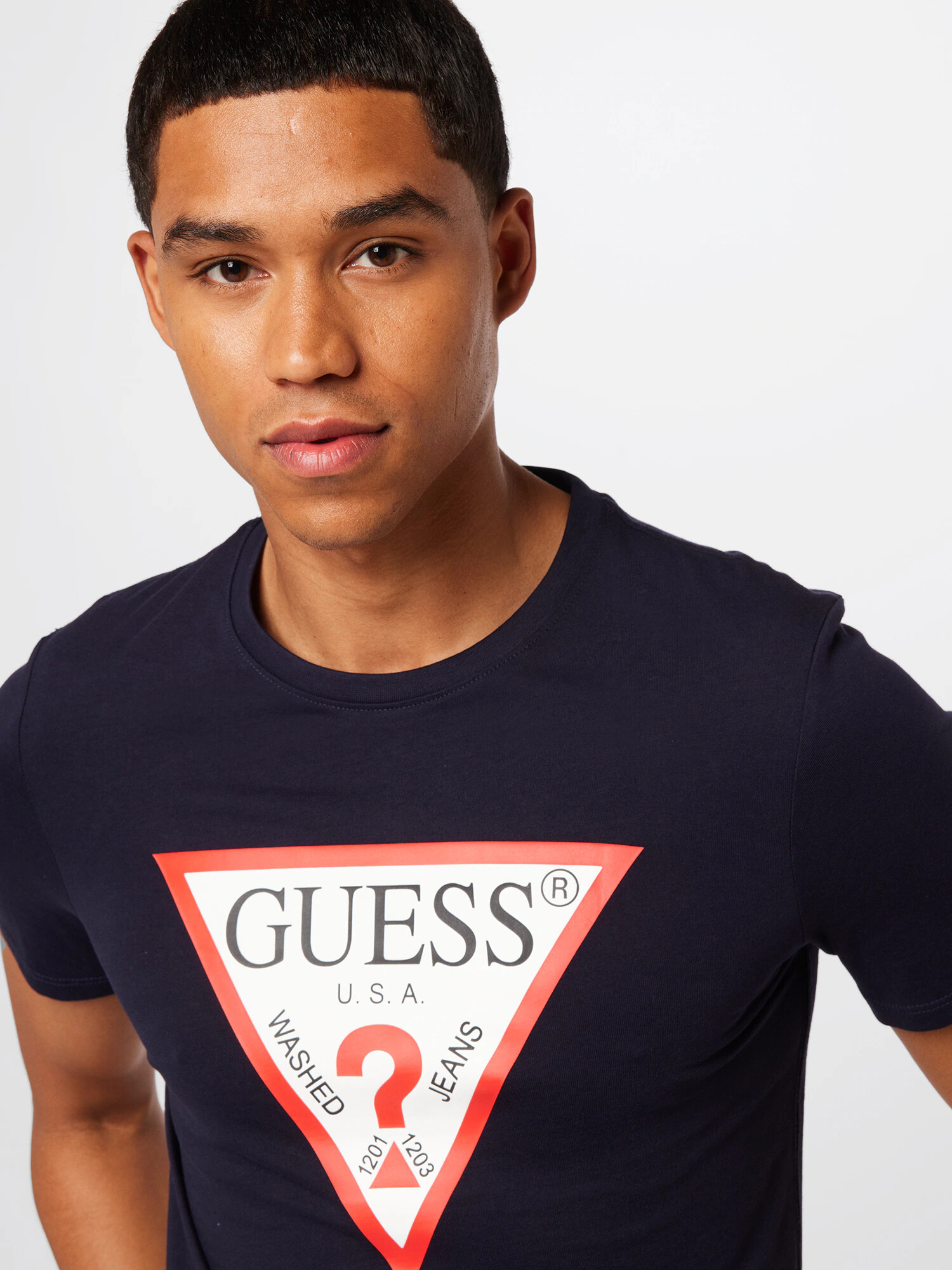 GUESS Tricou roșu / negru / alb - Pled.ro